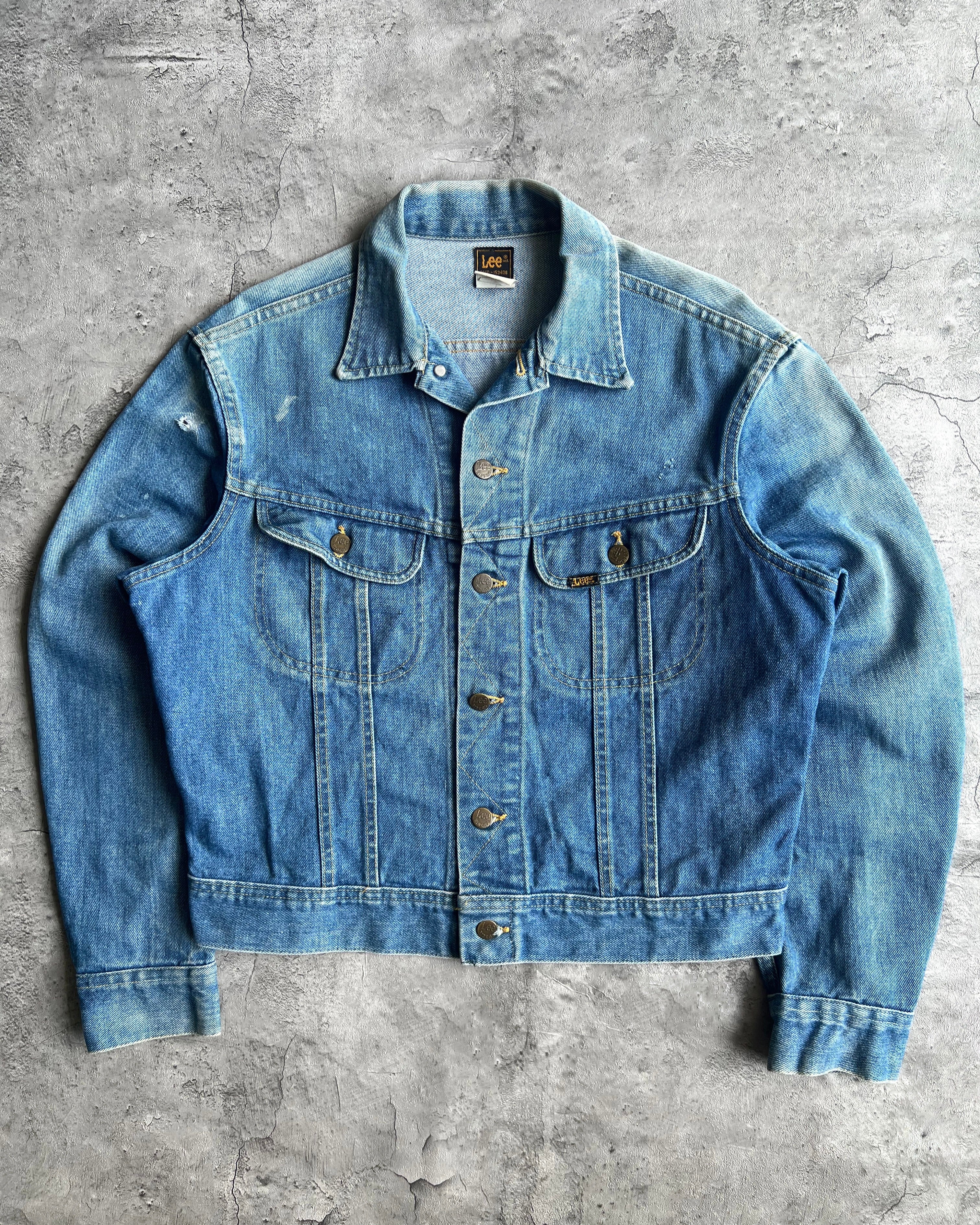 1970S SUN FADED LEE DENIM TRUCKER JACKET (M)