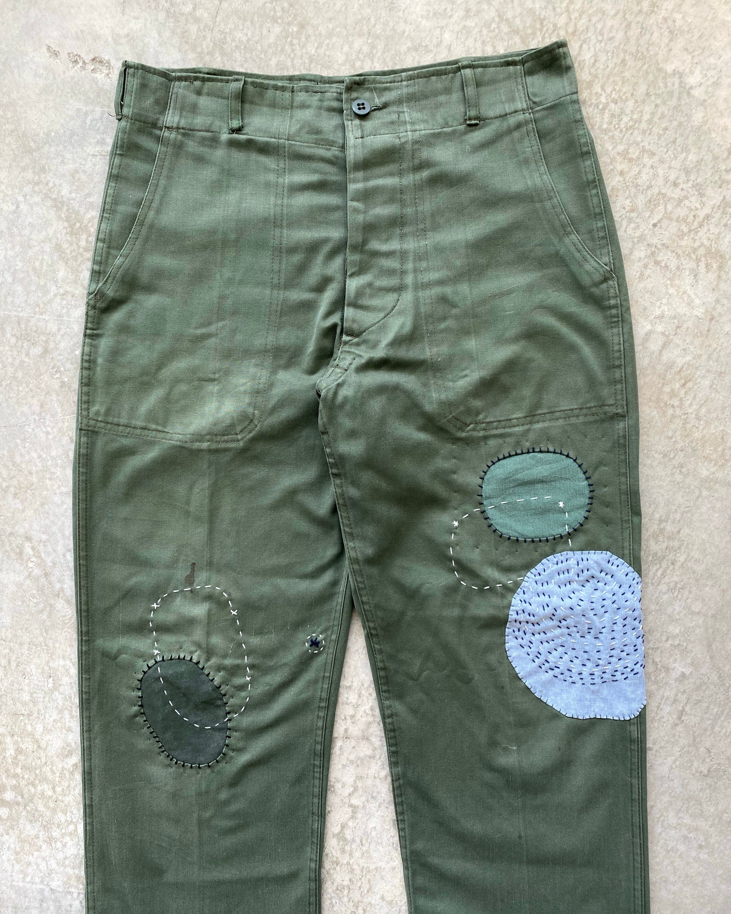 1970S PATCH OG-107 HBT KOREAN ARMY TROUSERS