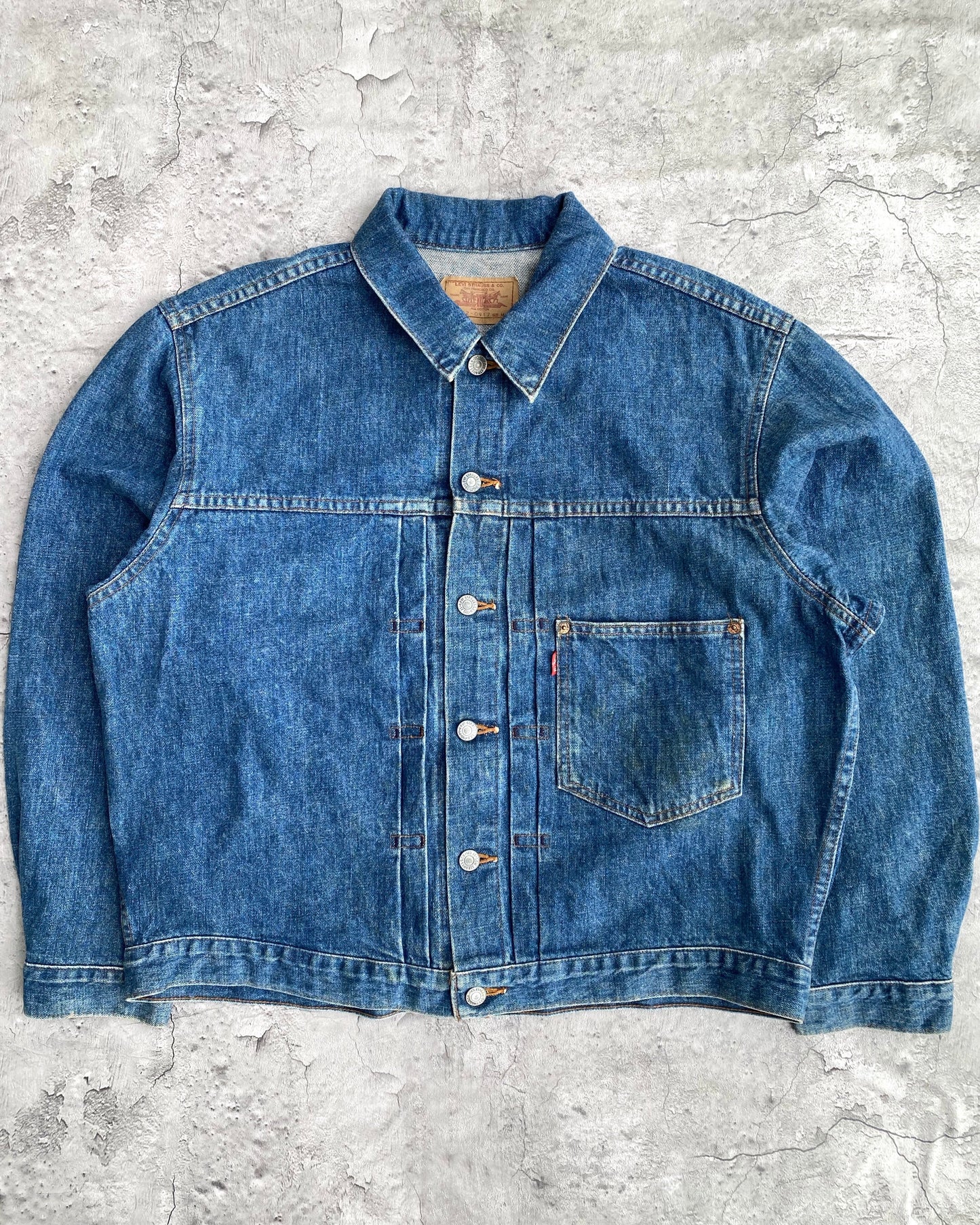 1980S MEDIUM WASHED LEVI'S BIG E TYPE 1 DENIM JACKET (L/XL)