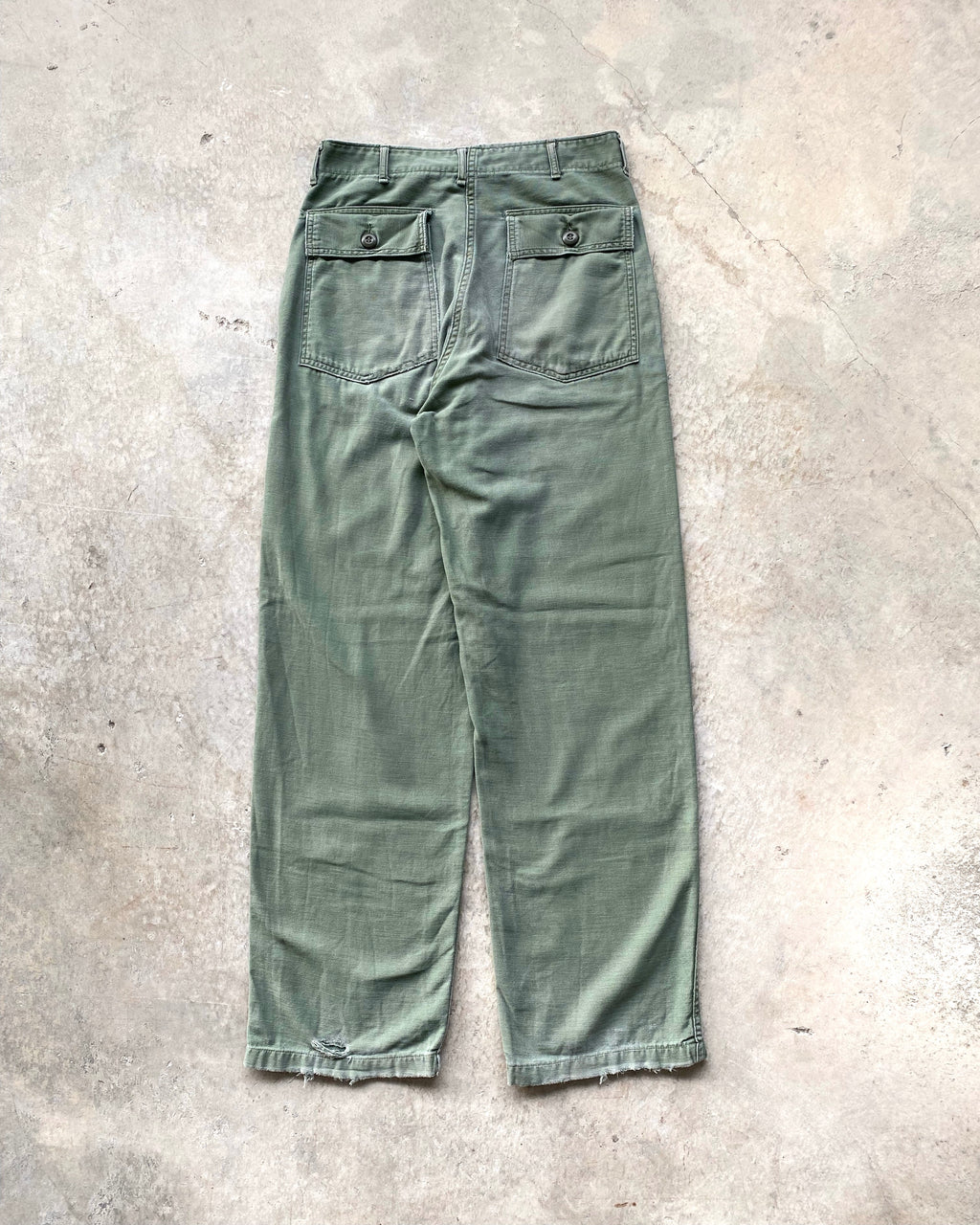 1960S FADED OG-107 TYPE I SATEEN FATIGUE TROUSERS (30X33)