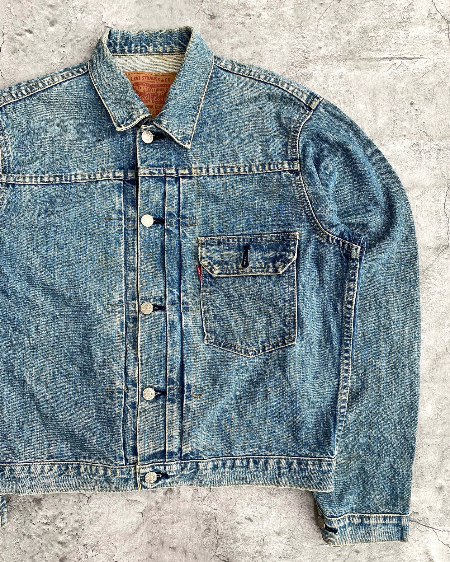 1990S LIGHT WASHED LEVI'S BIG E TYPE I DENIM JACKET (S-L)