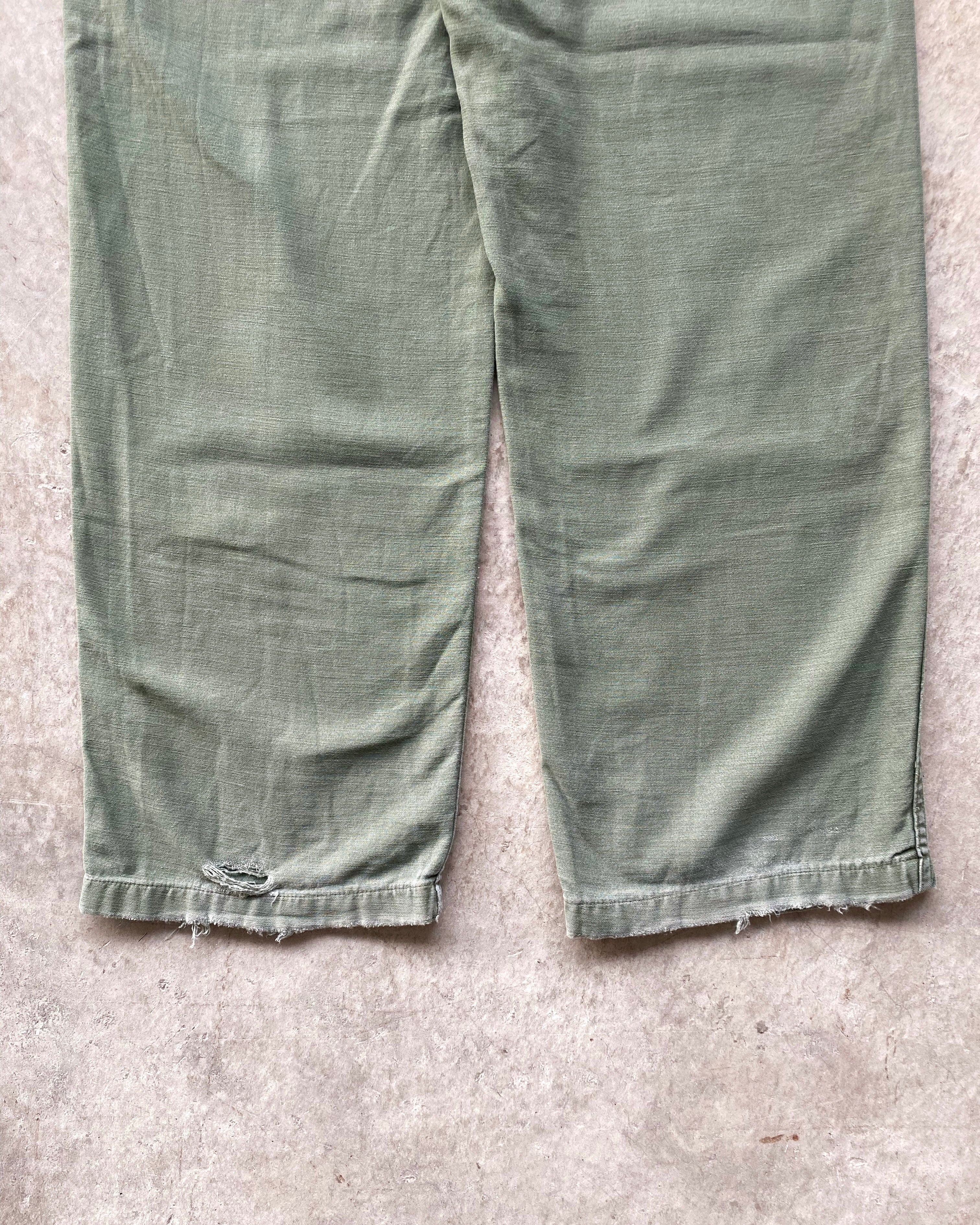 1960S FADED OG-107 TYPE I SATEEN FATIGUE TROUSERS (30X33)