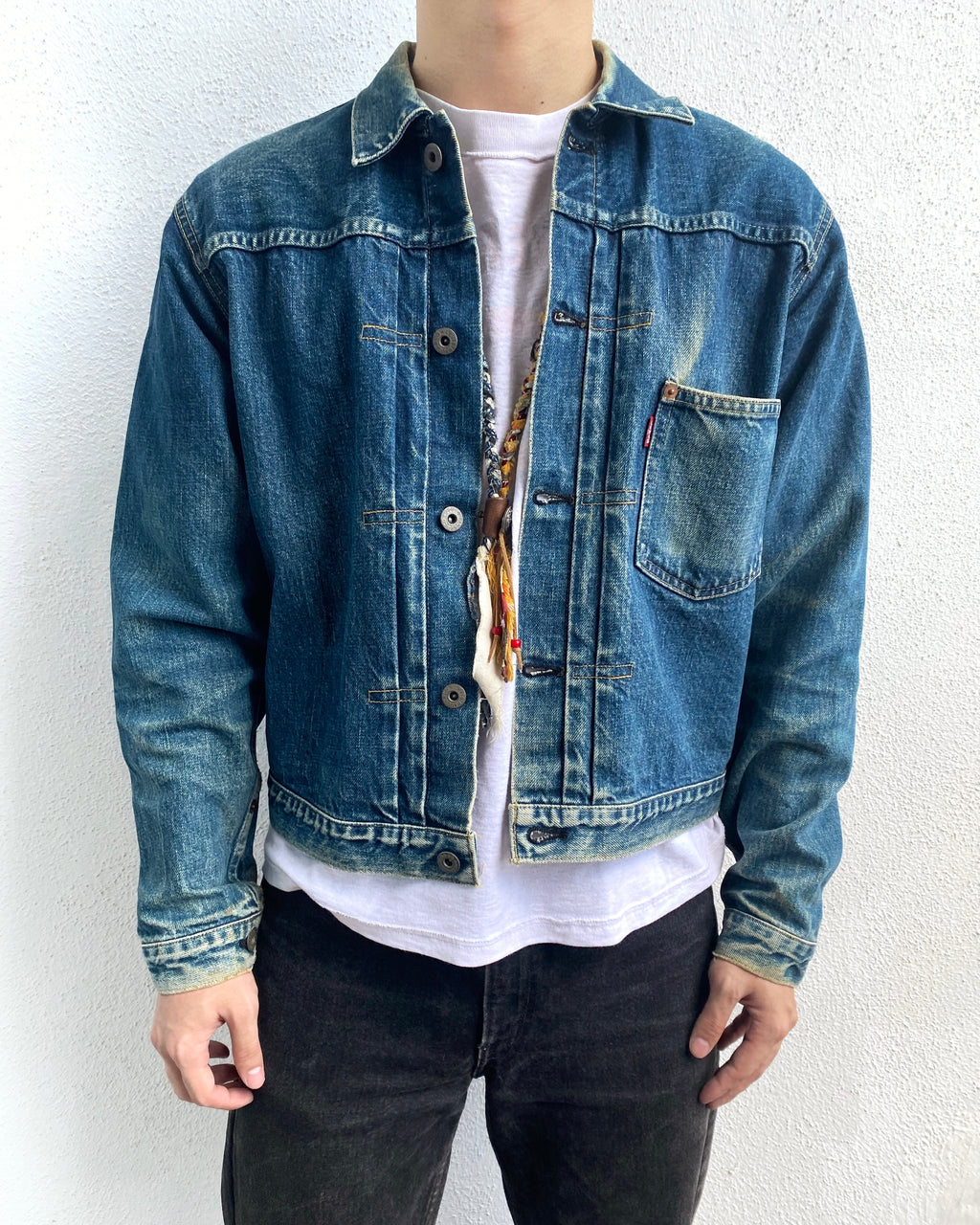 1990S FADED WASHED LEVI'S BIG E TYPE 1 DENIM JACKET (S-L)