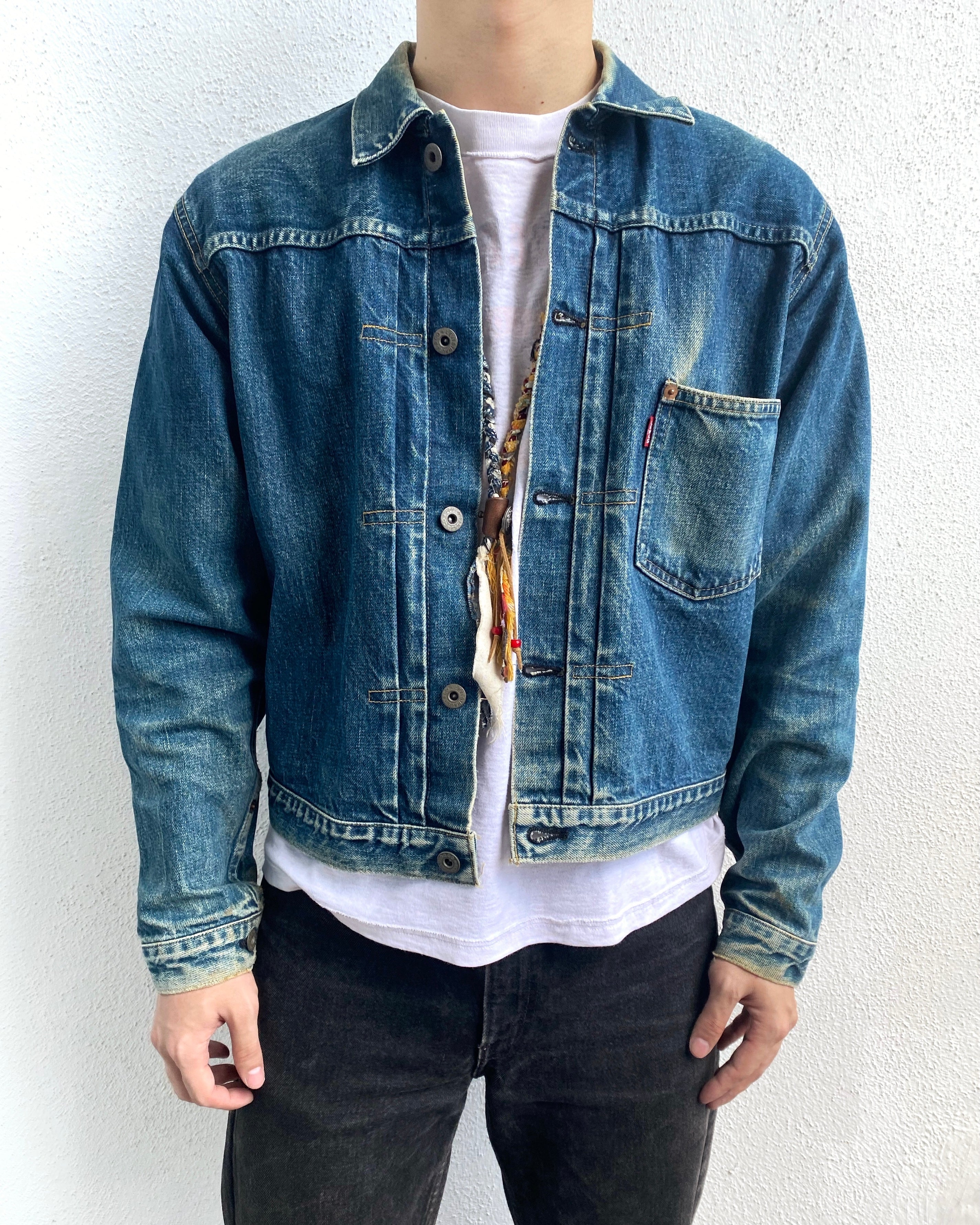 1990S FADED WASHED LEVI'S BIG E TYPE 1 DENIM JACKET (S-L)
