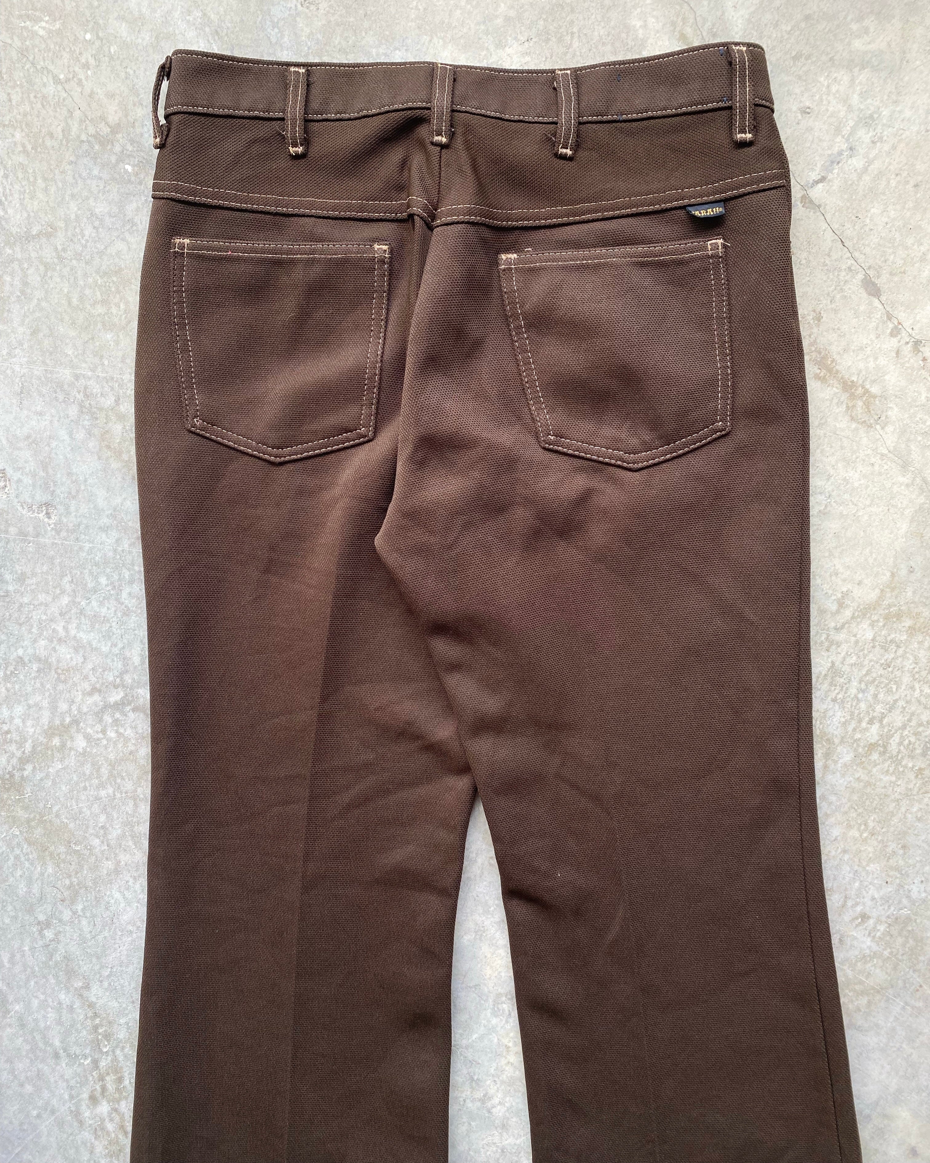 1960S/1970S BROWN FARAH STA PREST BOOTCUT TROUSERS (31X30)