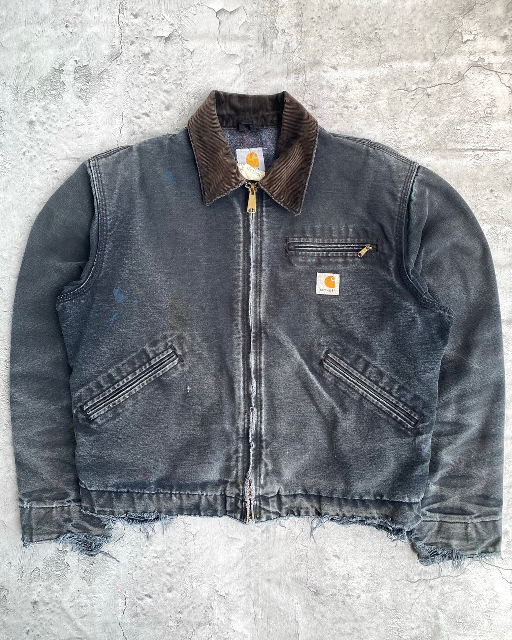 1990S SUN FADED BLACK CARHARTT DETROIT JACKET (S-L)