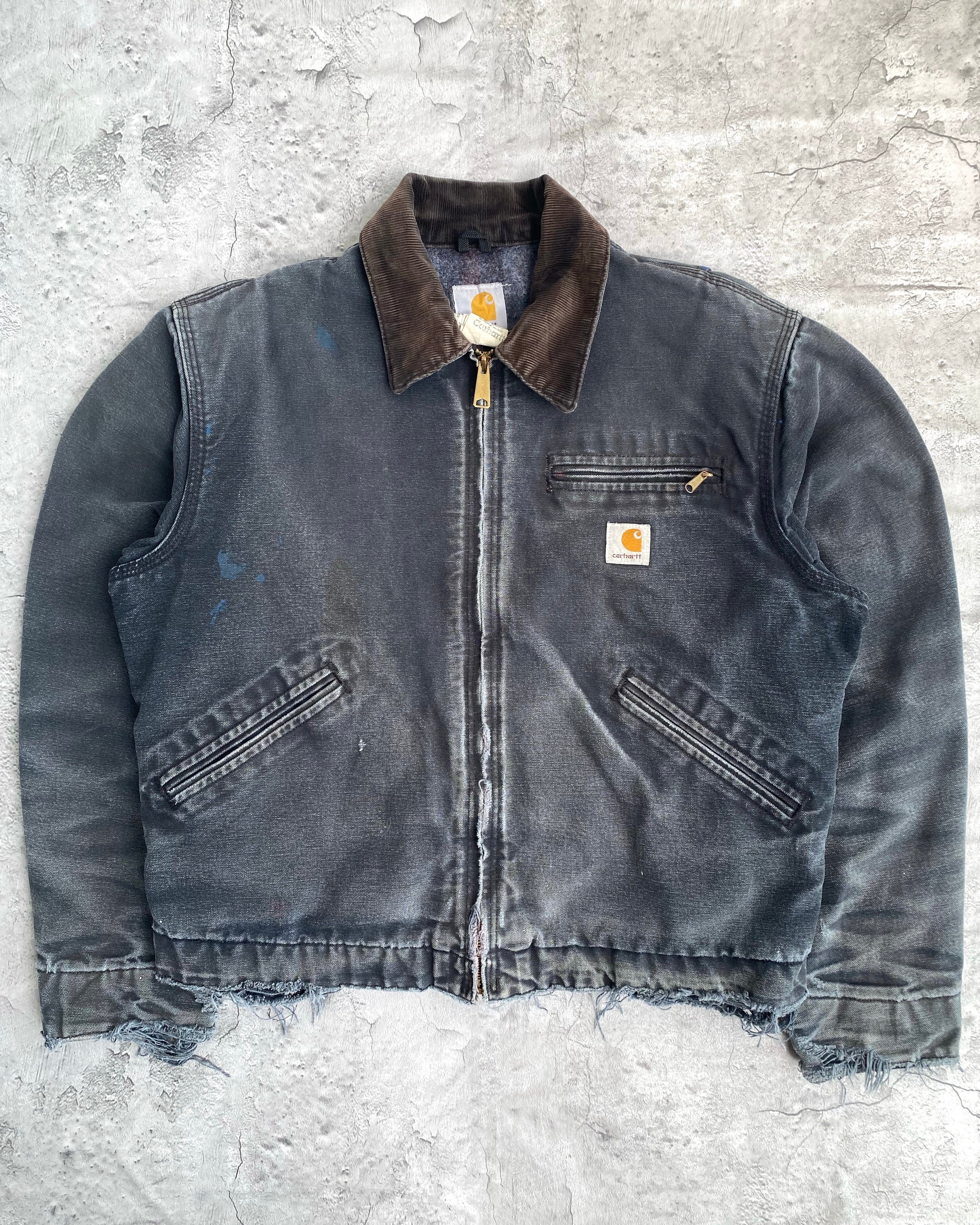 1990S SUN FADED BLACK CARHARTT DETROIT JACKET (S-L)