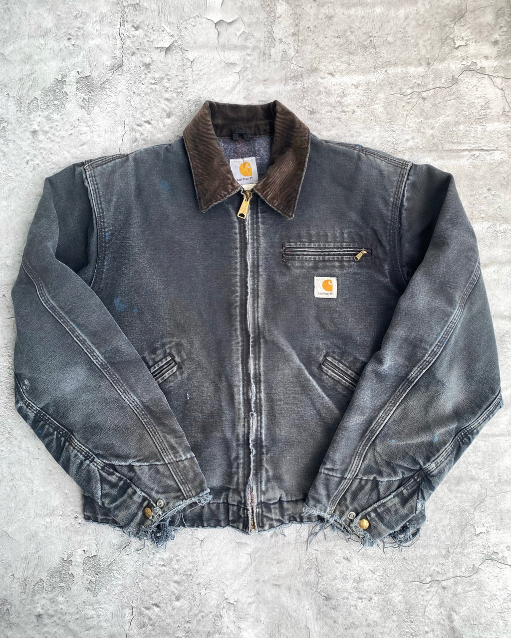 1990S SUN FADED BLACK CARHARTT DETROIT JACKET (S-L)