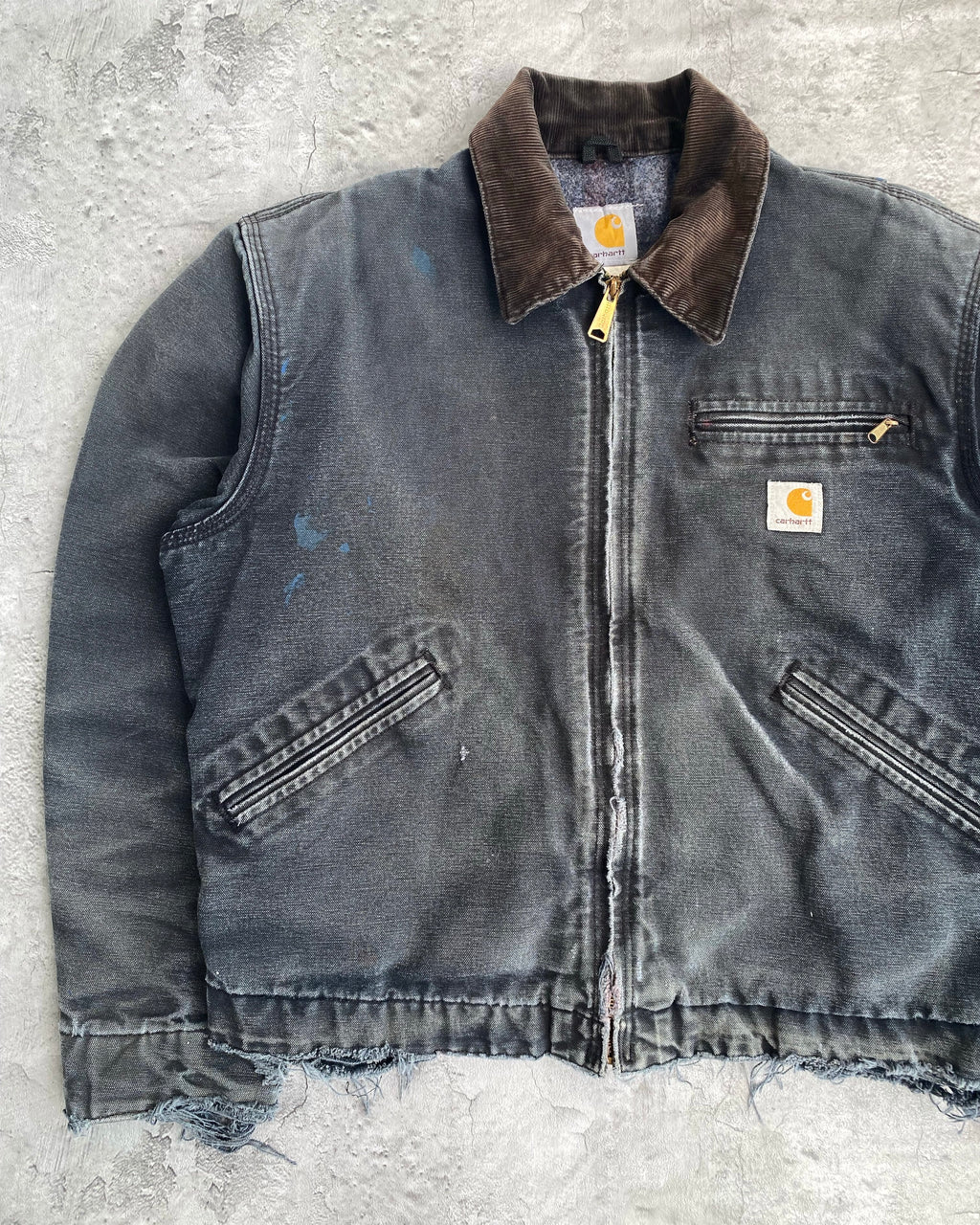 1990S SUN FADED BLACK CARHARTT DETROIT JACKET (S-L)