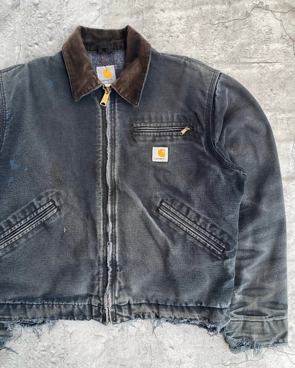1990S SUN FADED BLACK CARHARTT DETROIT JACKET (S-L)