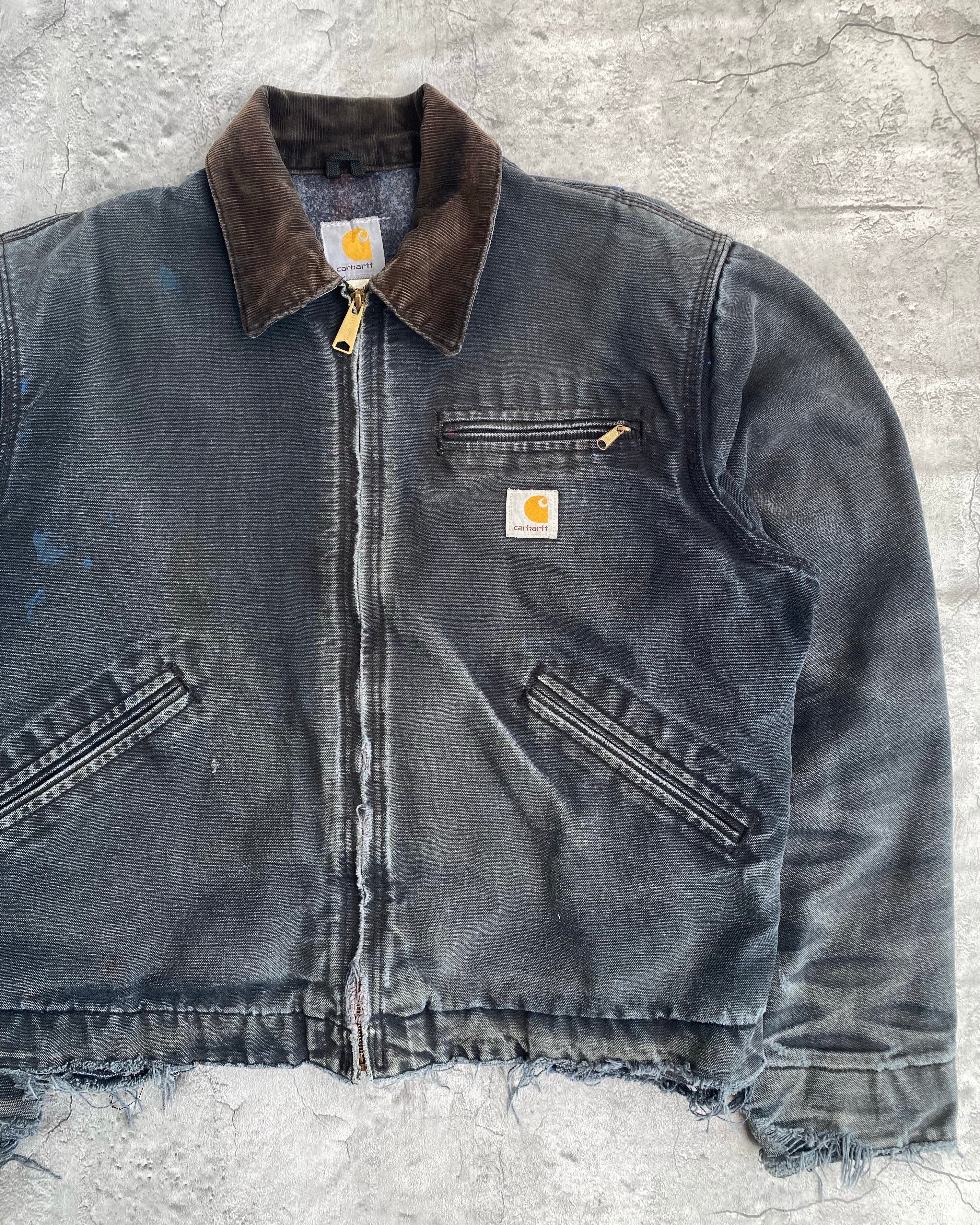 1990S SUN FADED BLACK CARHARTT DETROIT JACKET (S-L)