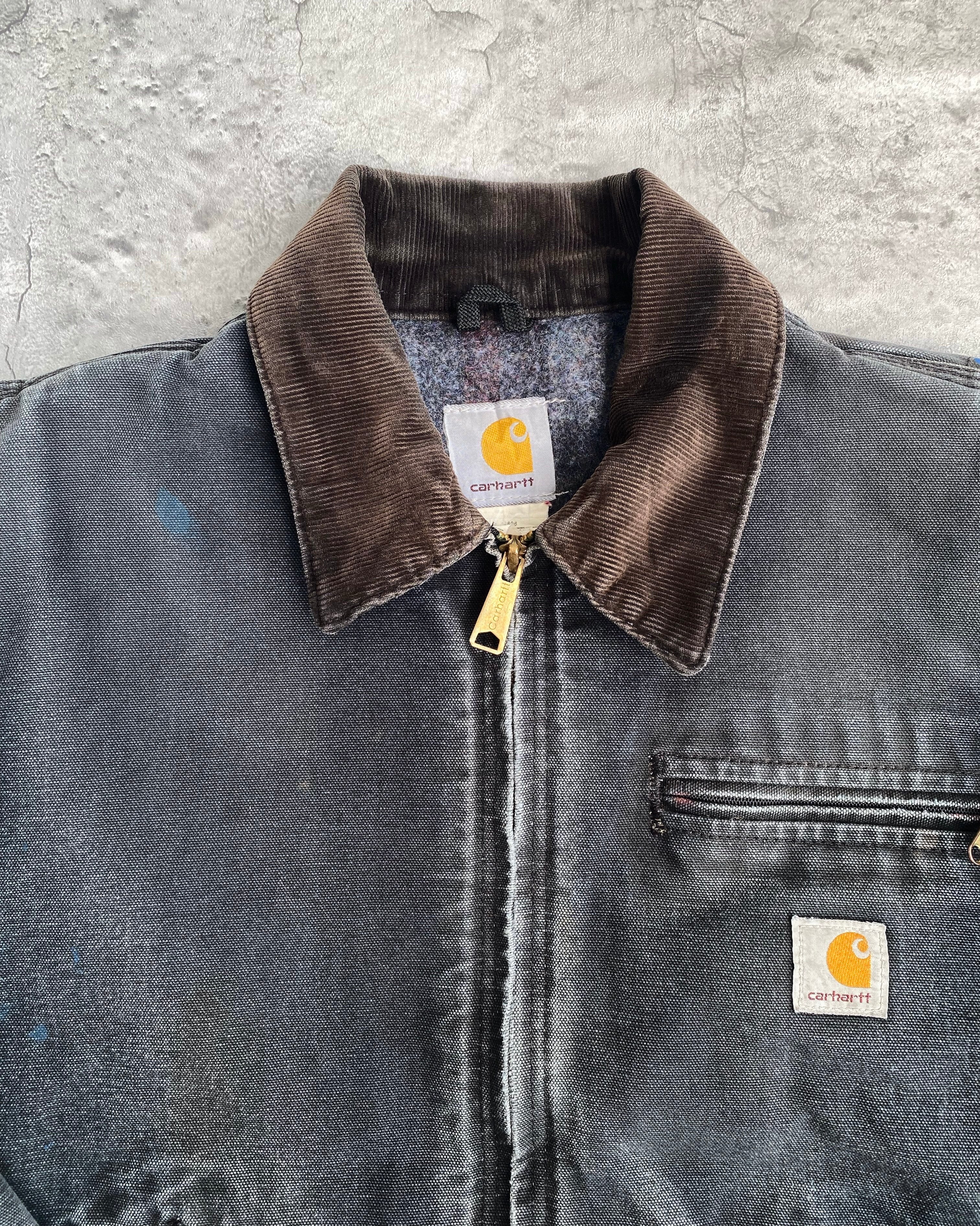 1990S SUN FADED BLACK CARHARTT DETROIT JACKET (S-L)