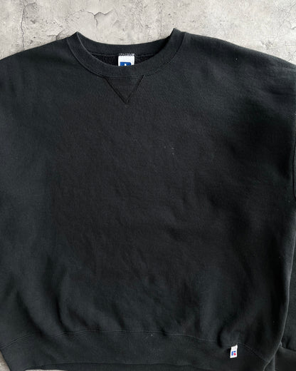 1990S FADED BLACK BLANK RUSSELL SWEATSHIRT (L)