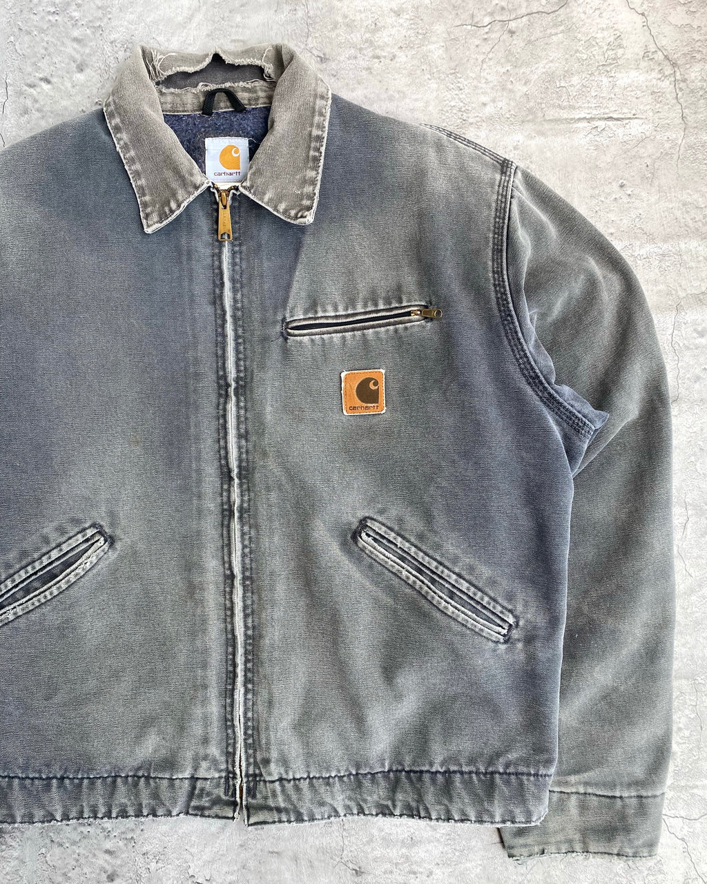 1980S FADED GREY CARHARTT DETROIT JACKET (L/XL)