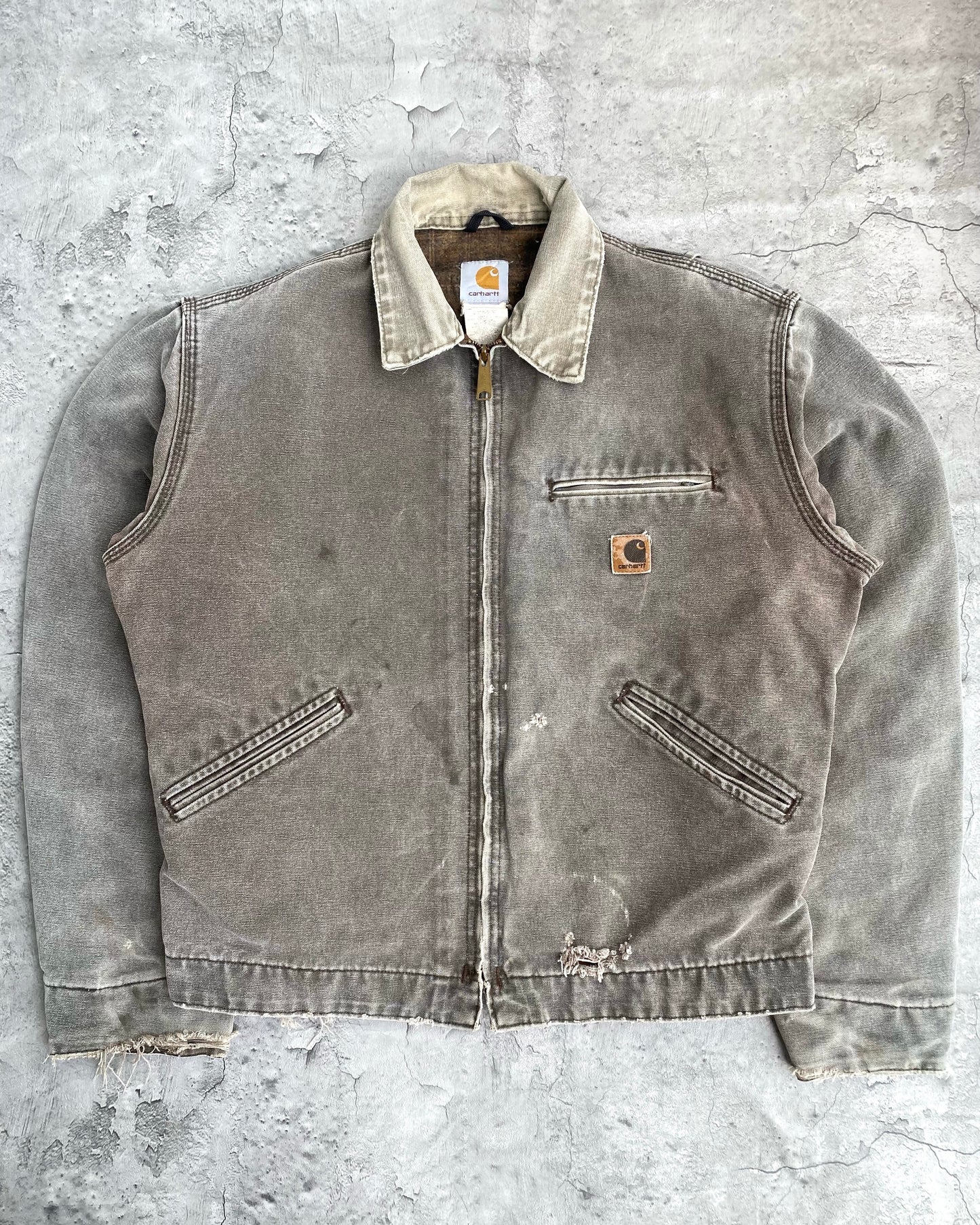 1990S FADED GREY CARHARTT DETROIT JACKET (M/L)