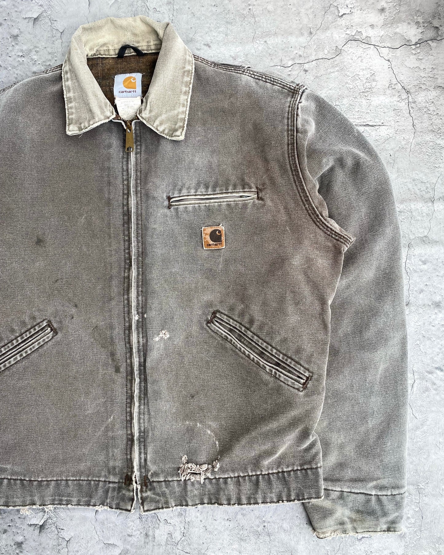 1990S FADED GREY CARHARTT DETROIT JACKET (M/L)