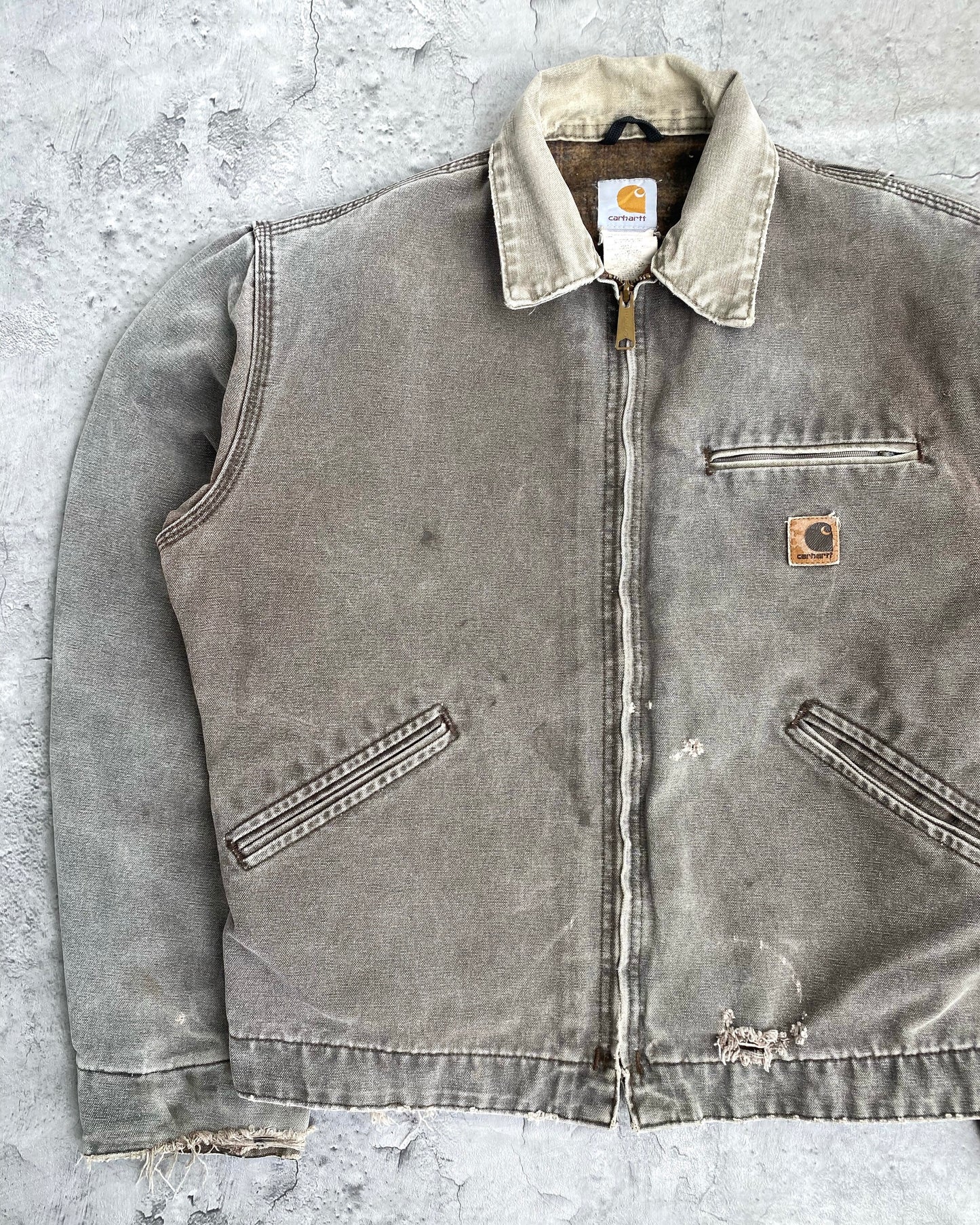 1990S FADED GREY CARHARTT DETROIT JACKET (M/L)