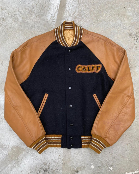 2000S ‘CALIF’ LEATHER SLEEVES VARSITY JACKET (M)