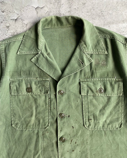 1950S US ARMY OG-107 SATEEN SHORT SLEEVES SHIRT (M)