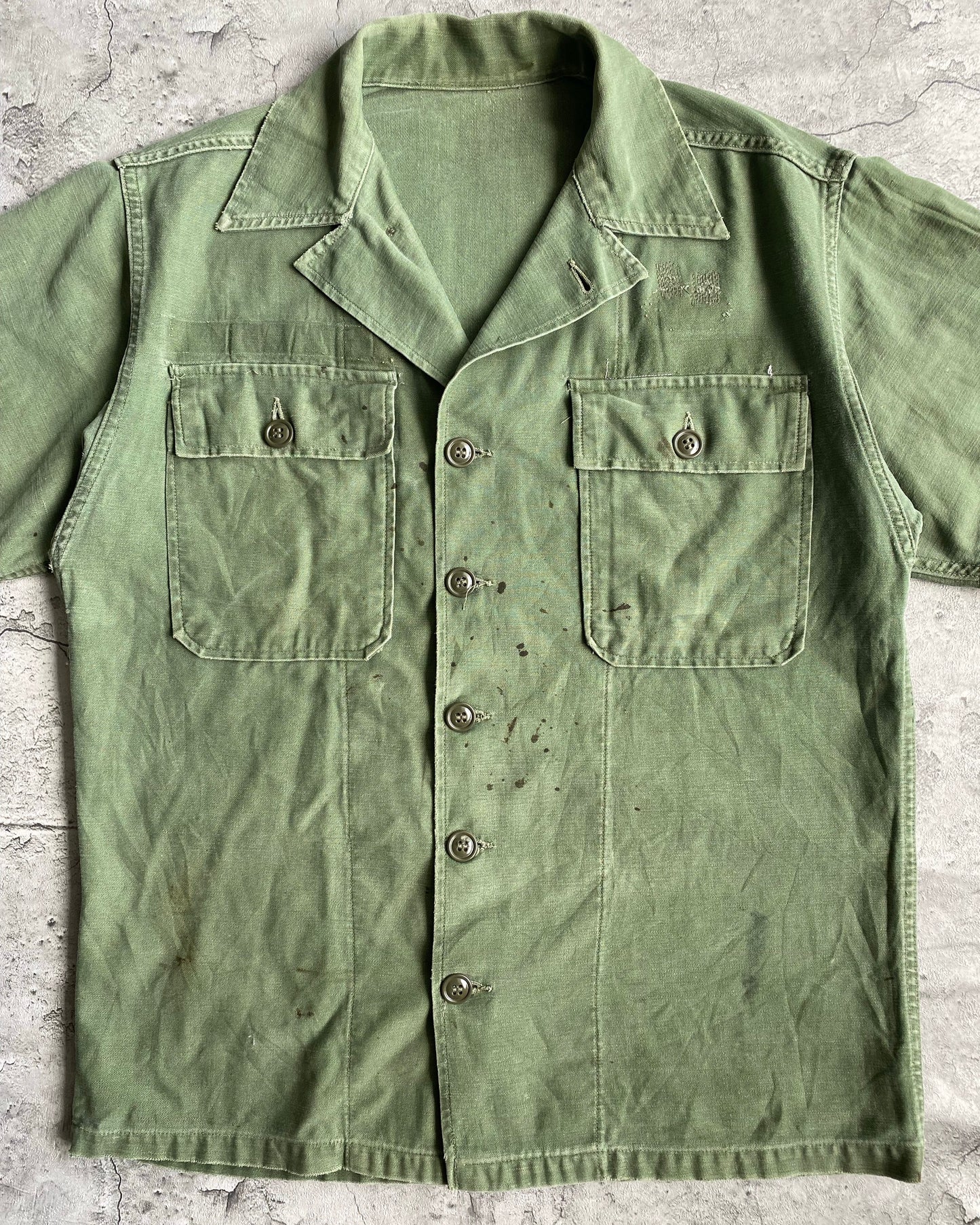 1950S US ARMY OG-107 SATEEN SHORT SLEEVES SHIRT (M)