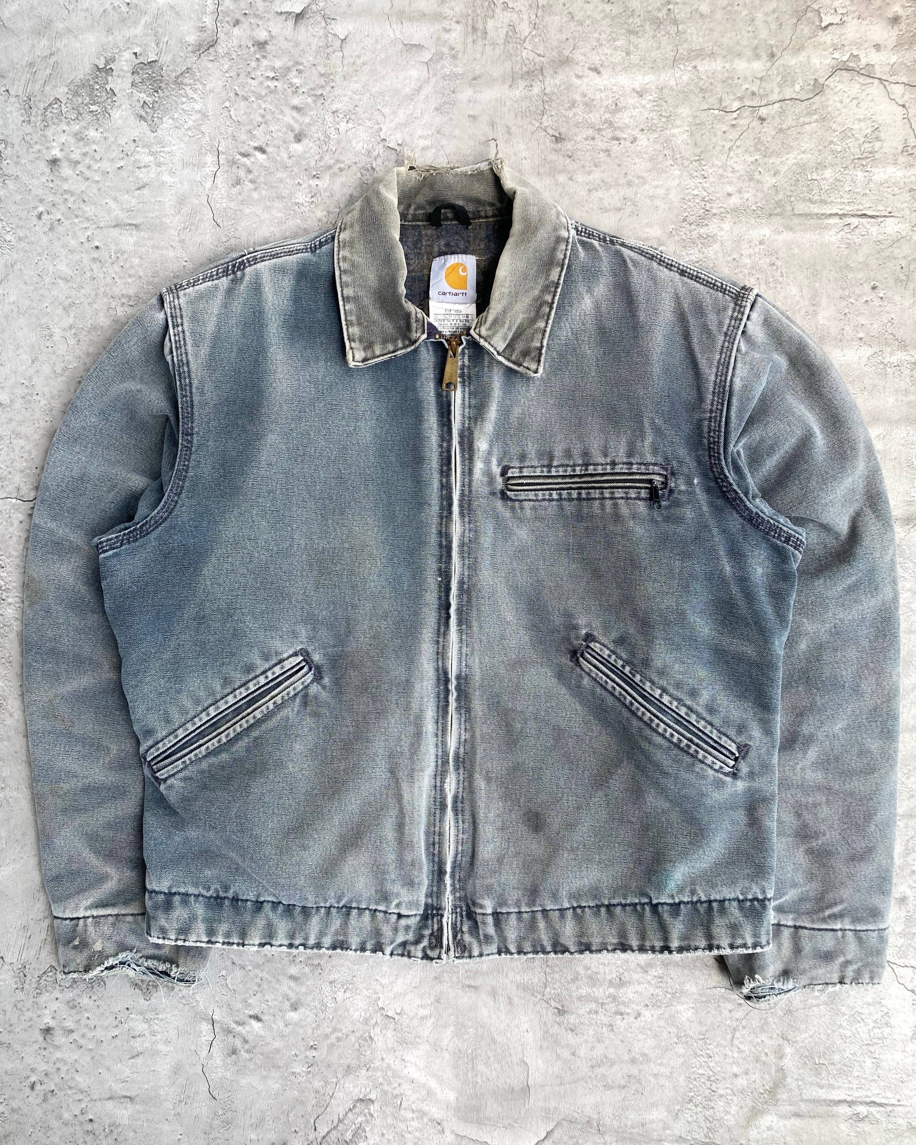 1990S SUN FADED BLUE/GREY CARHARTT DETROIT JACKET (S-L)