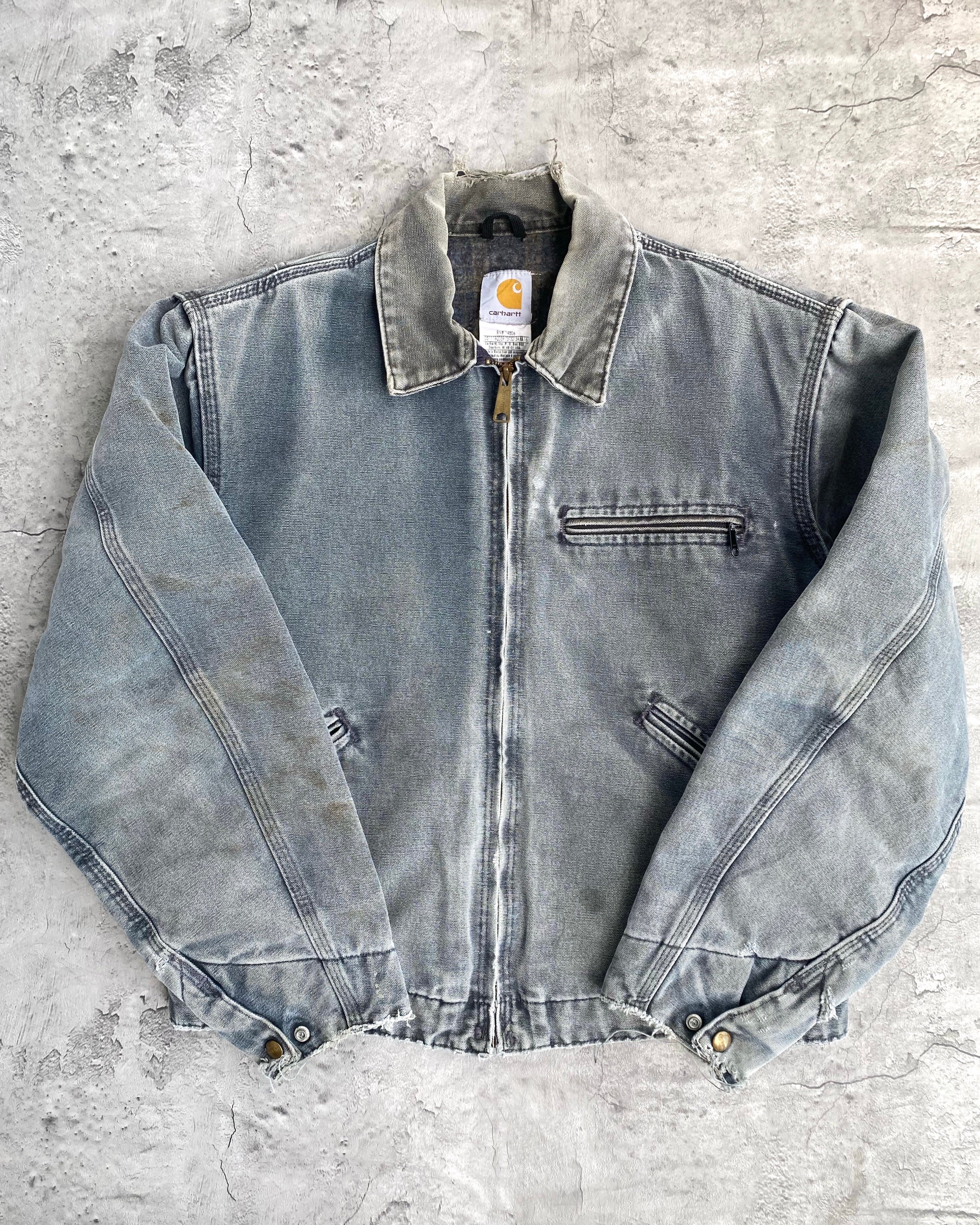 1990S SUN FADED BLUE/GREY CARHARTT DETROIT JACKET (S-L)
