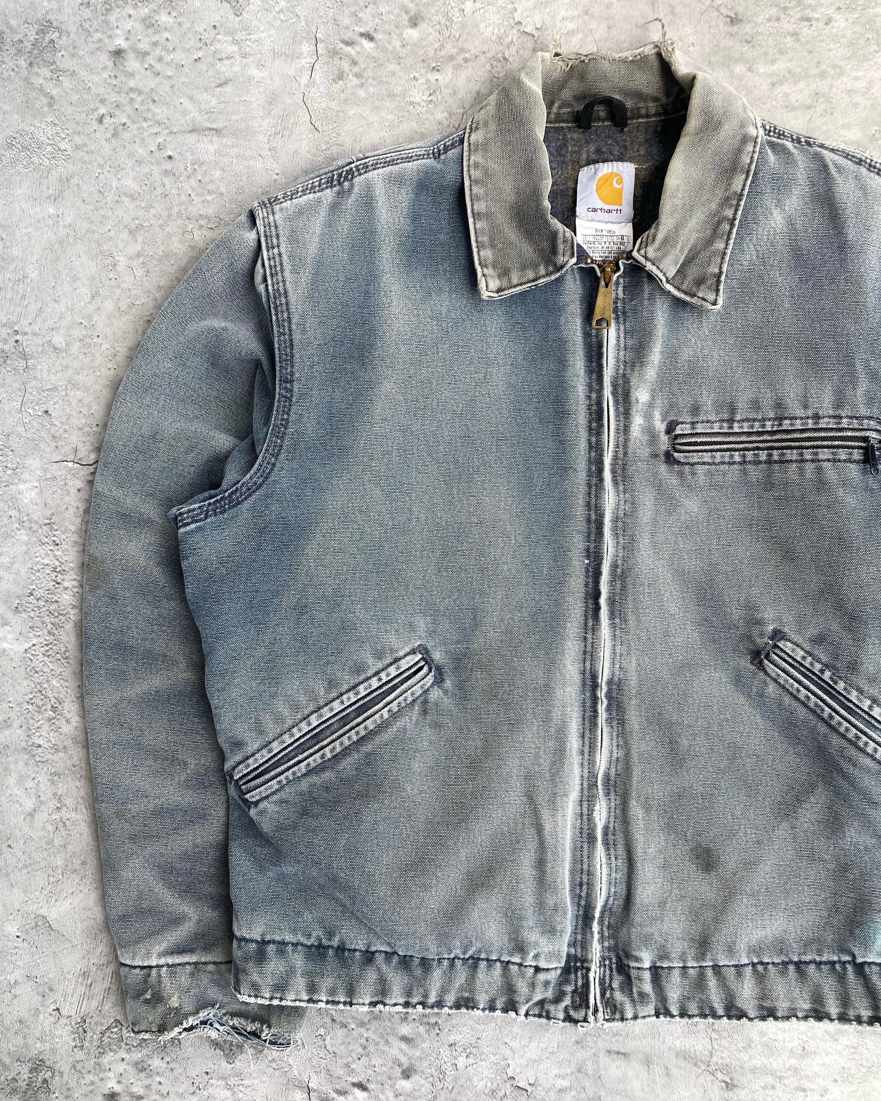 1990S SUN FADED BLUE/GREY CARHARTT DETROIT JACKET (S-L)
