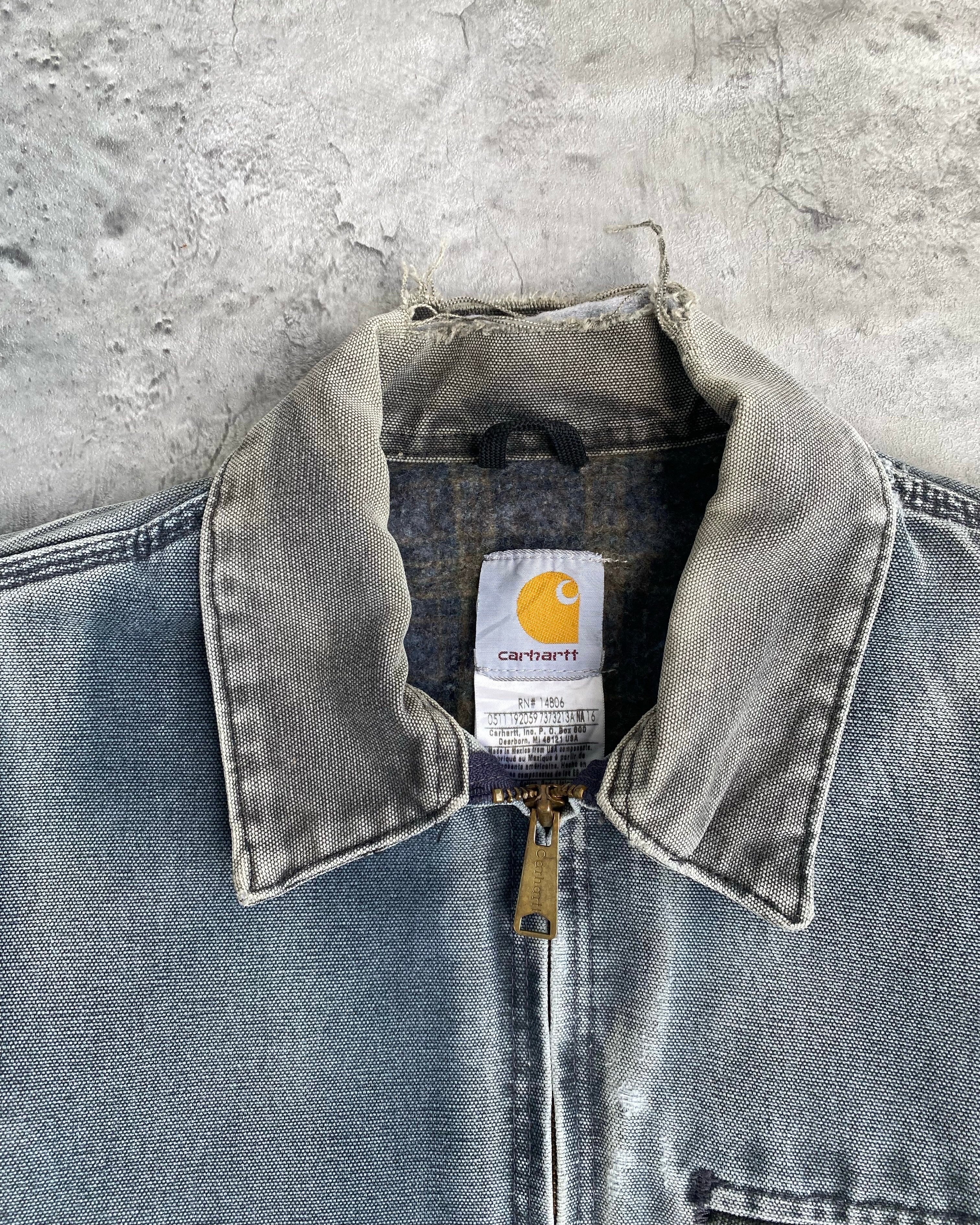 1990S SUN FADED BLUE/GREY CARHARTT DETROIT JACKET (S-L)