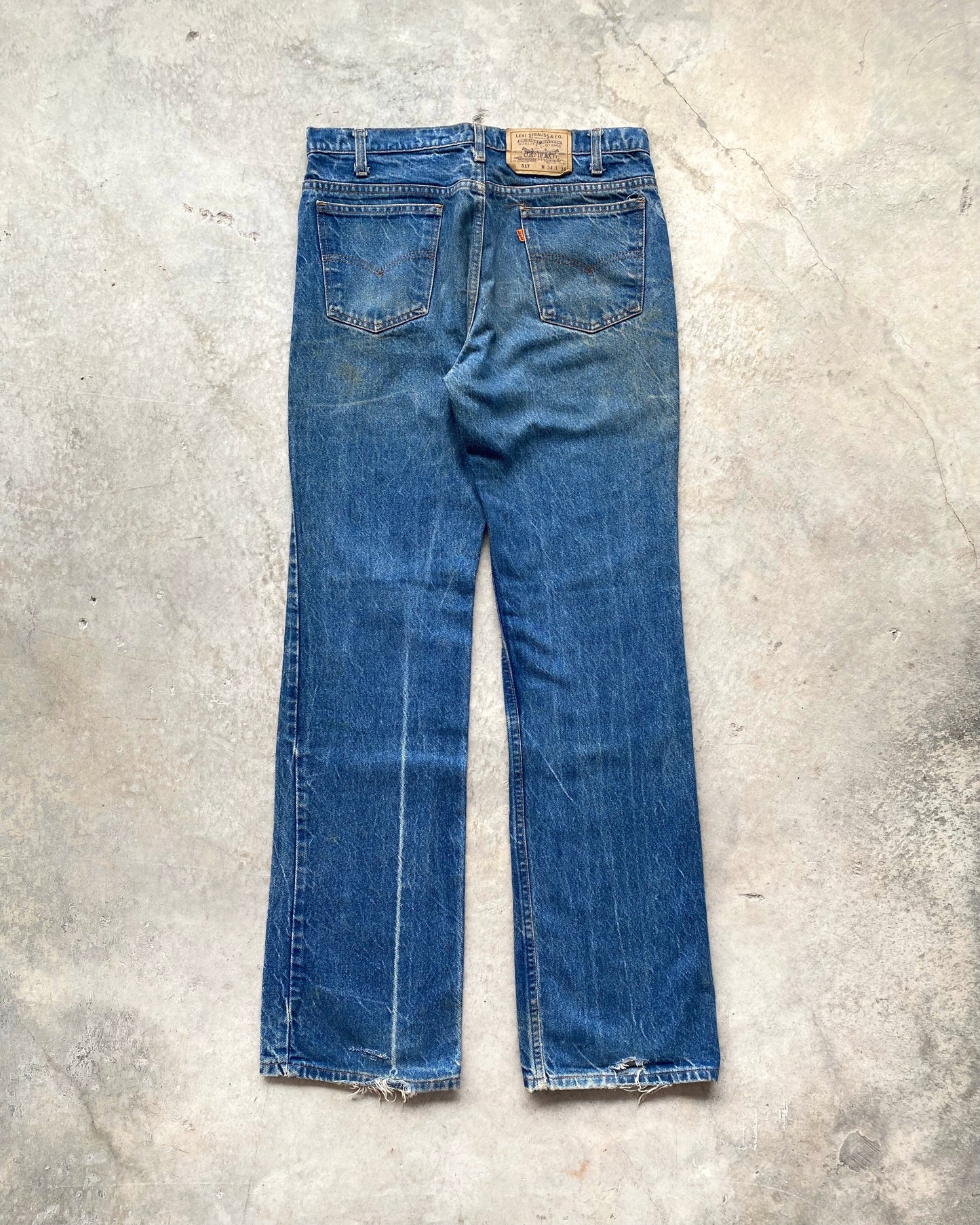 1980S MEDIUM WASHED LEVI'S 517 FLARE JEANS (34X34)