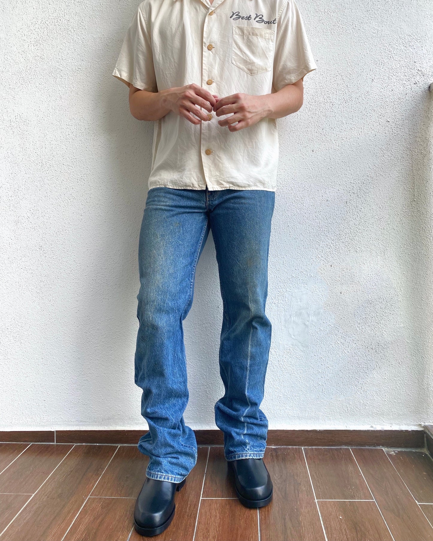 1980S MEDIUM WASHED LEVI'S 517 FLARE JEANS (34X34)