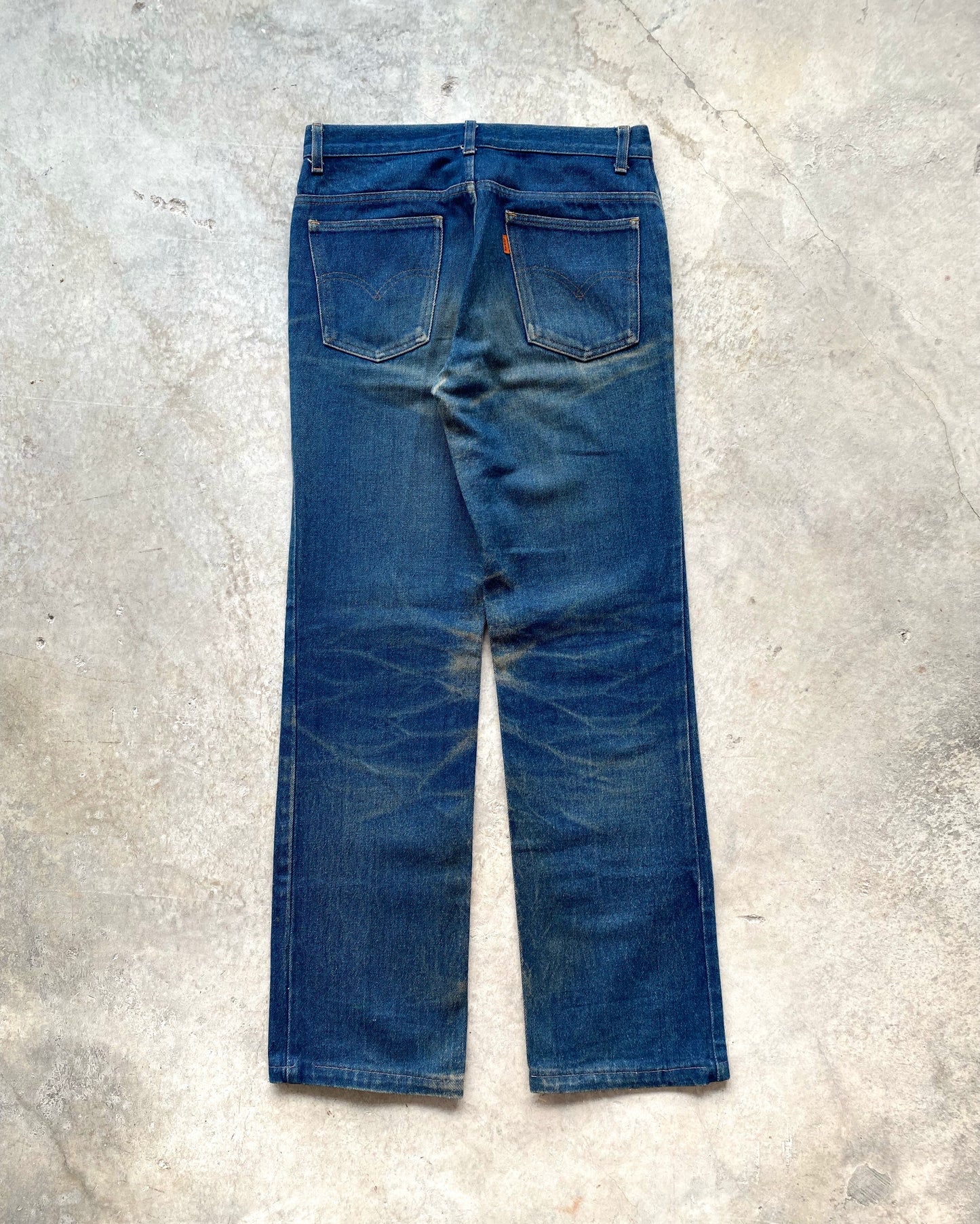 1980S DARK MUD WASHED LEVI'S 517 FLARE JEANS (31X31)