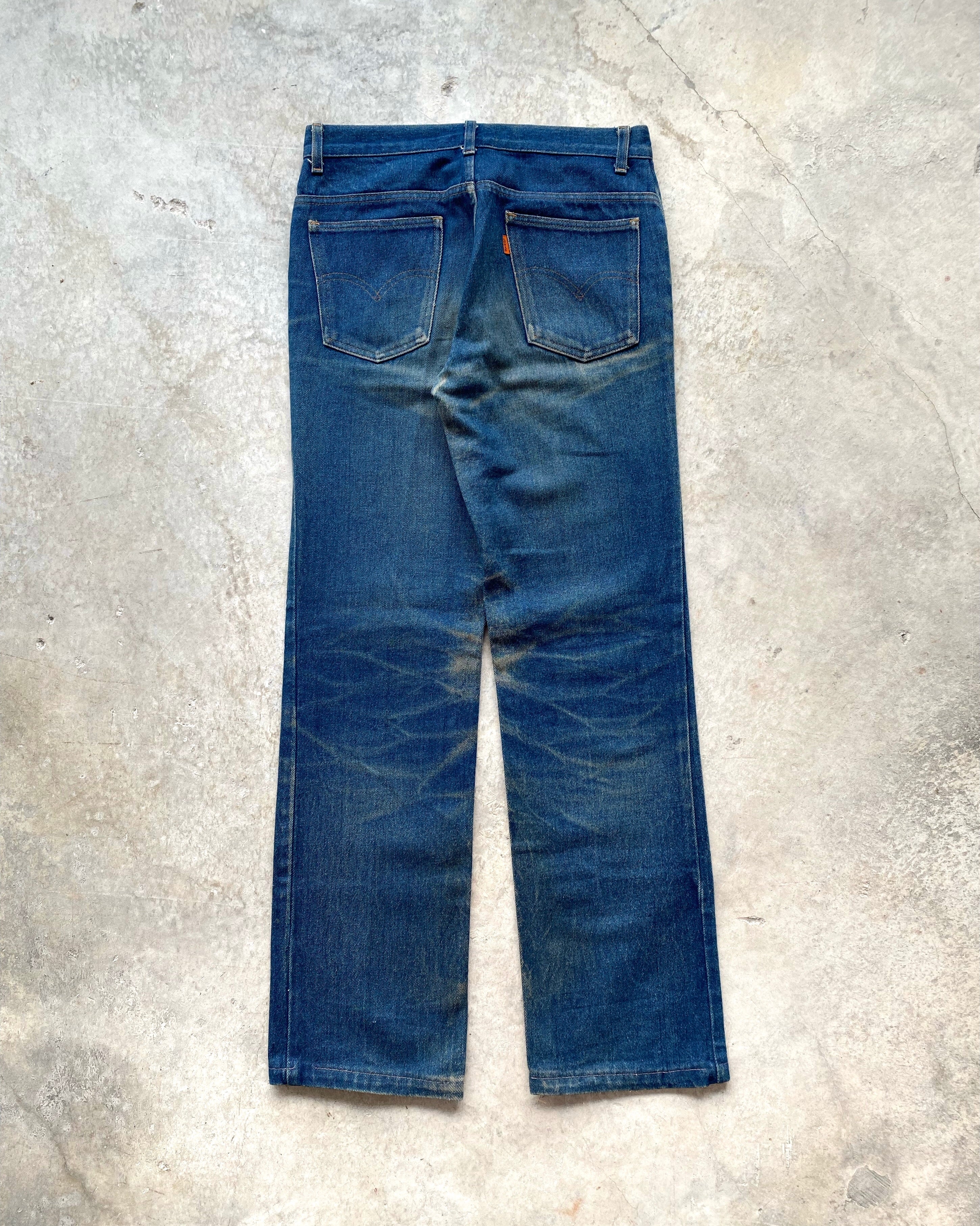1980S DARK MUD WASHED LEVI'S 517 FLARE JEANS (31X31)