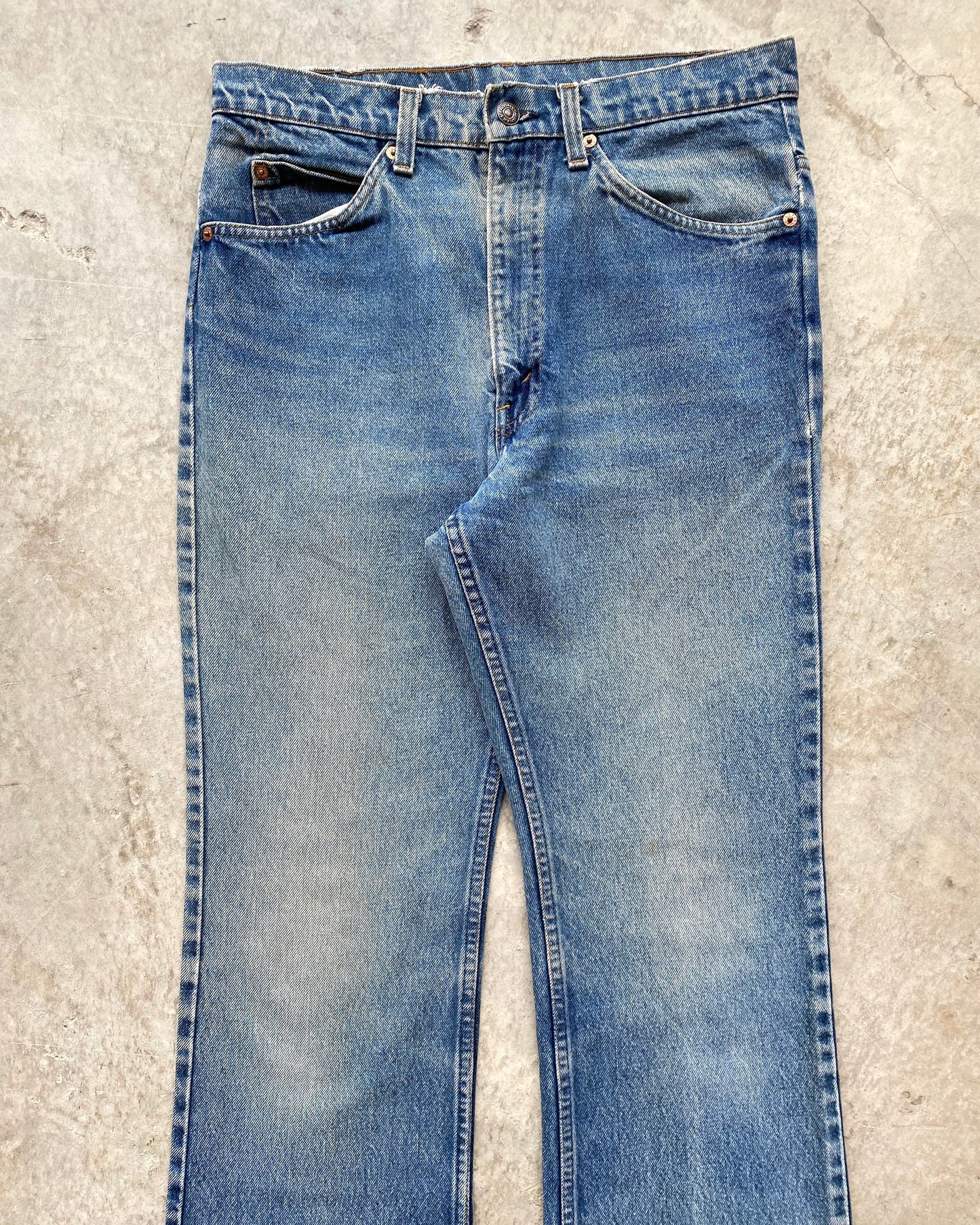 1980S FADED WASHED LEVI'S 517 FLARE JEANS (33X32)