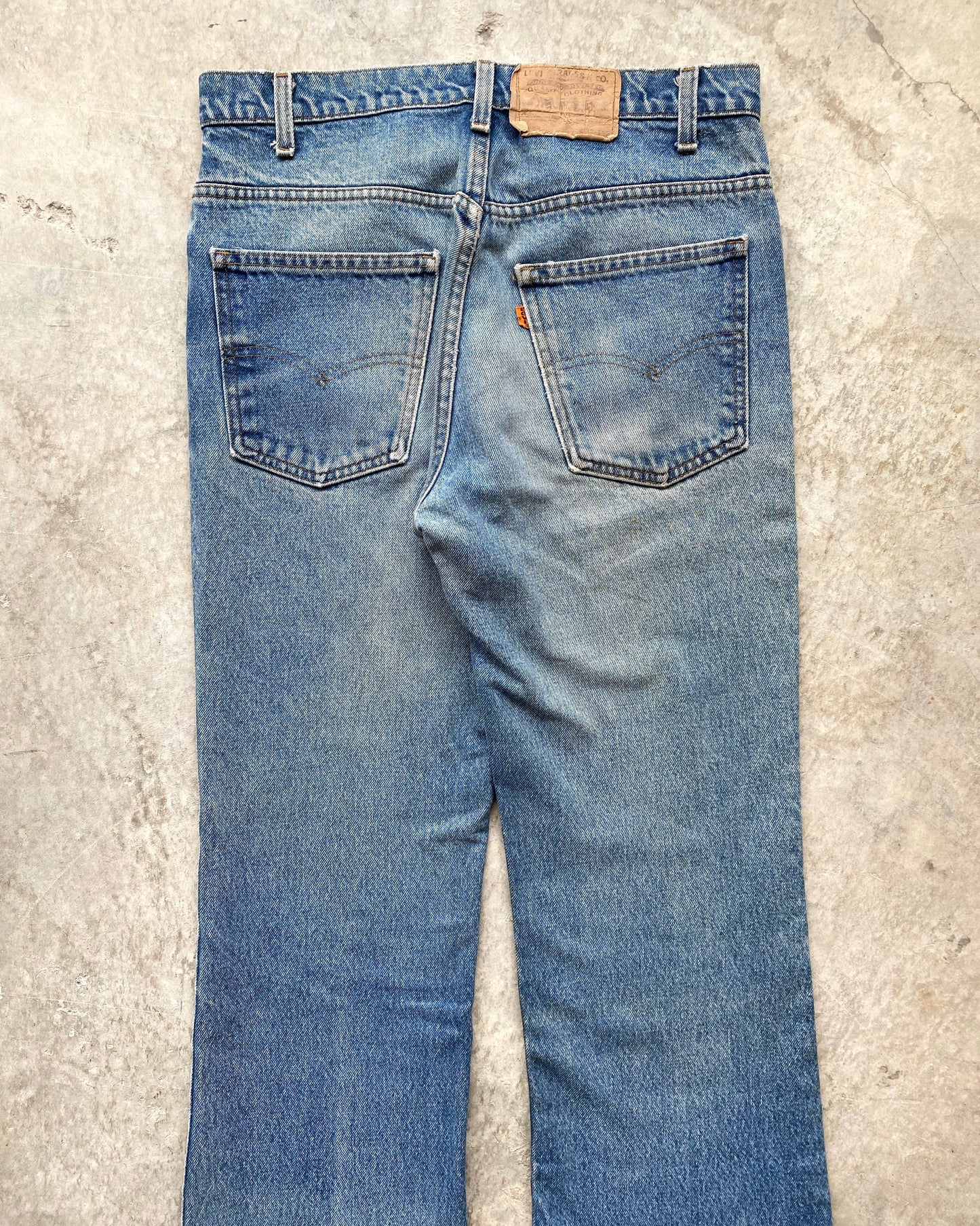 1980S FADED WASHED LEVI'S 517 FLARE JEANS (33X32)