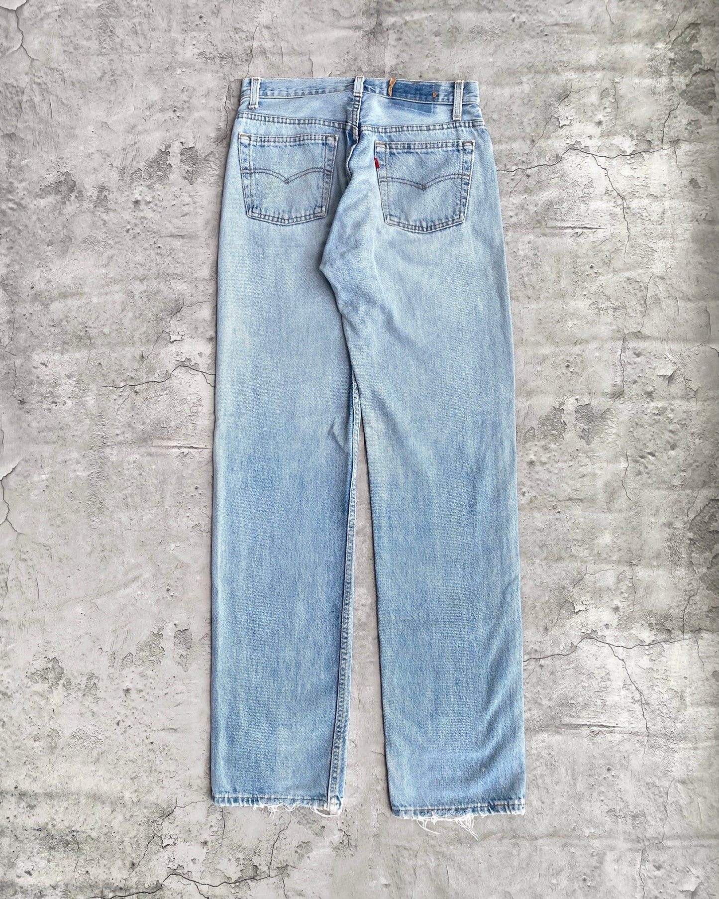 1990S FADED WASHED LEVI'S 501 SASHIKO REPAIRED JEANS (29X33)