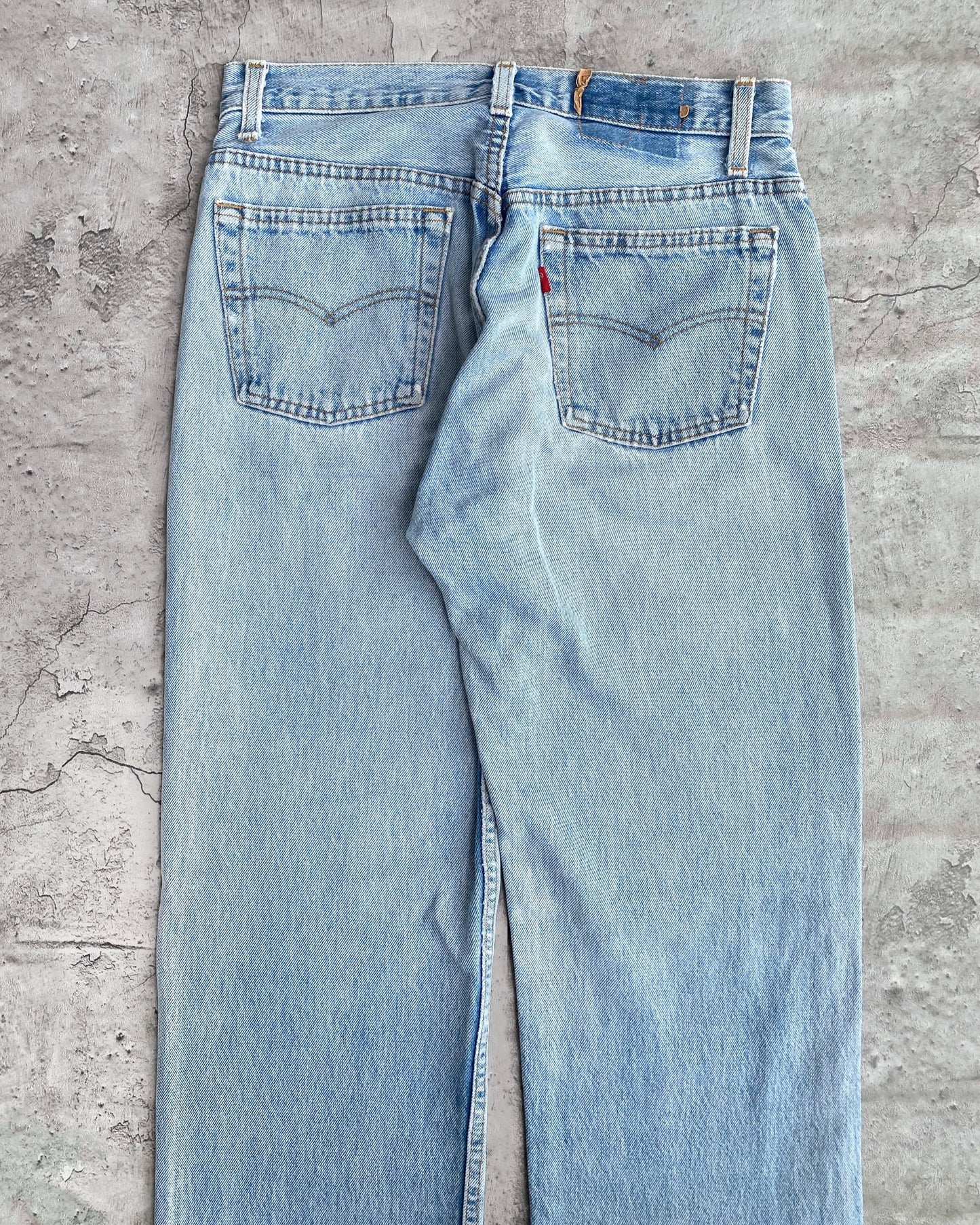 1990S FADED WASHED LEVI'S 501 SASHIKO REPAIRED JEANS (29X33)