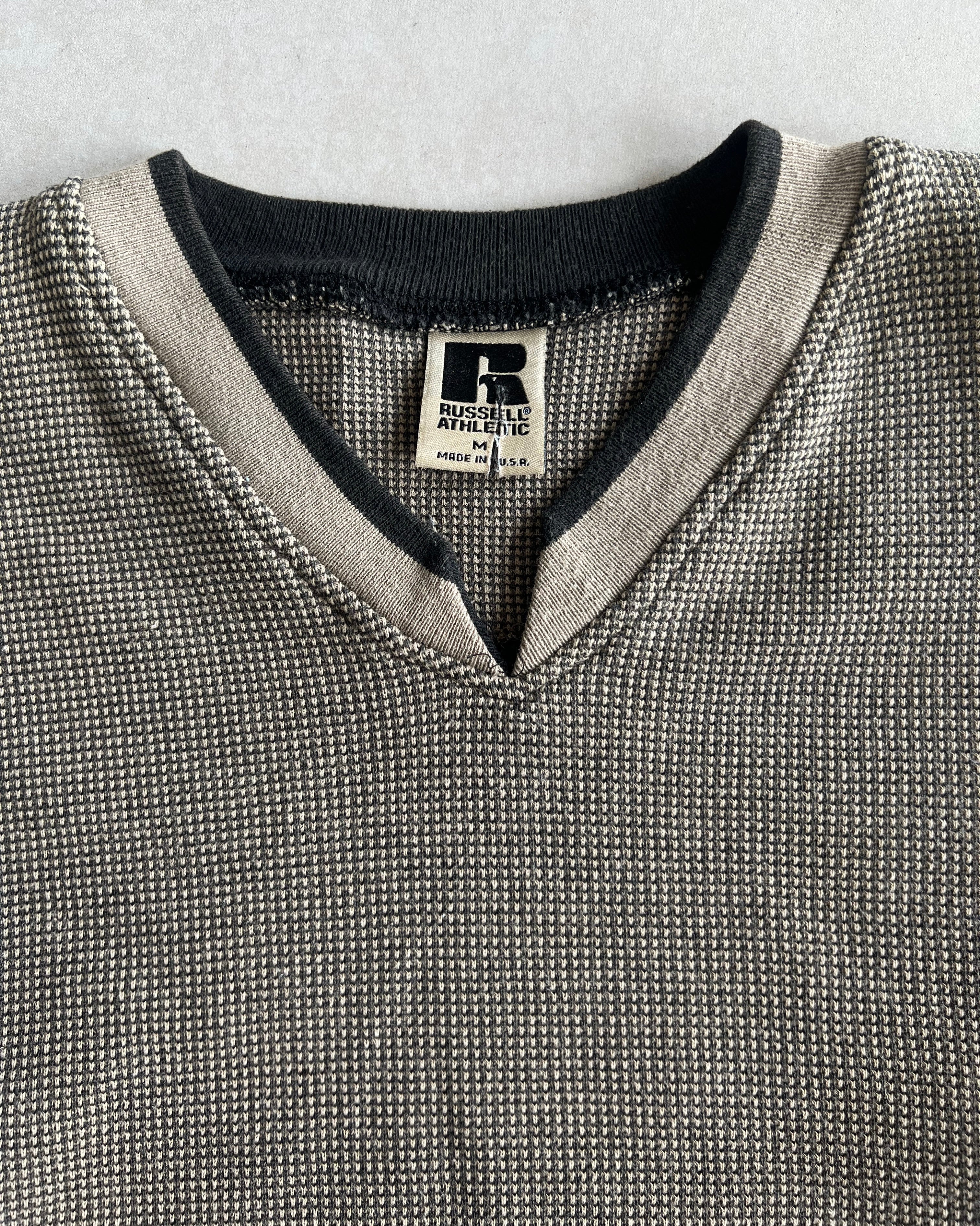 1990S EARTH TONE RUSSELL WAFFLE KNIT SWEATSHIRT (M)
