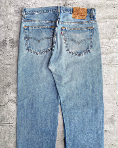 1990S FADED WASHED LEVI'S 501 SASHIKO REPAIRED JEANS (32X32)
