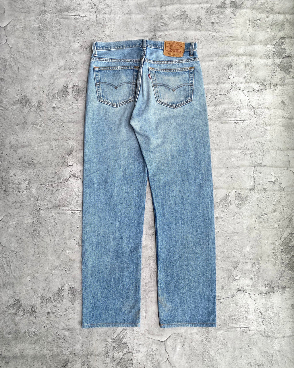 1990S FADED WASHED LEVI'S 501 SASHIKO REPAIRED JEANS (32X32)