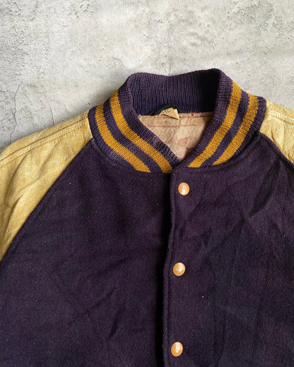 1950S RAGLAN LEATHER SLEEVES VARSITY JACKET (L)