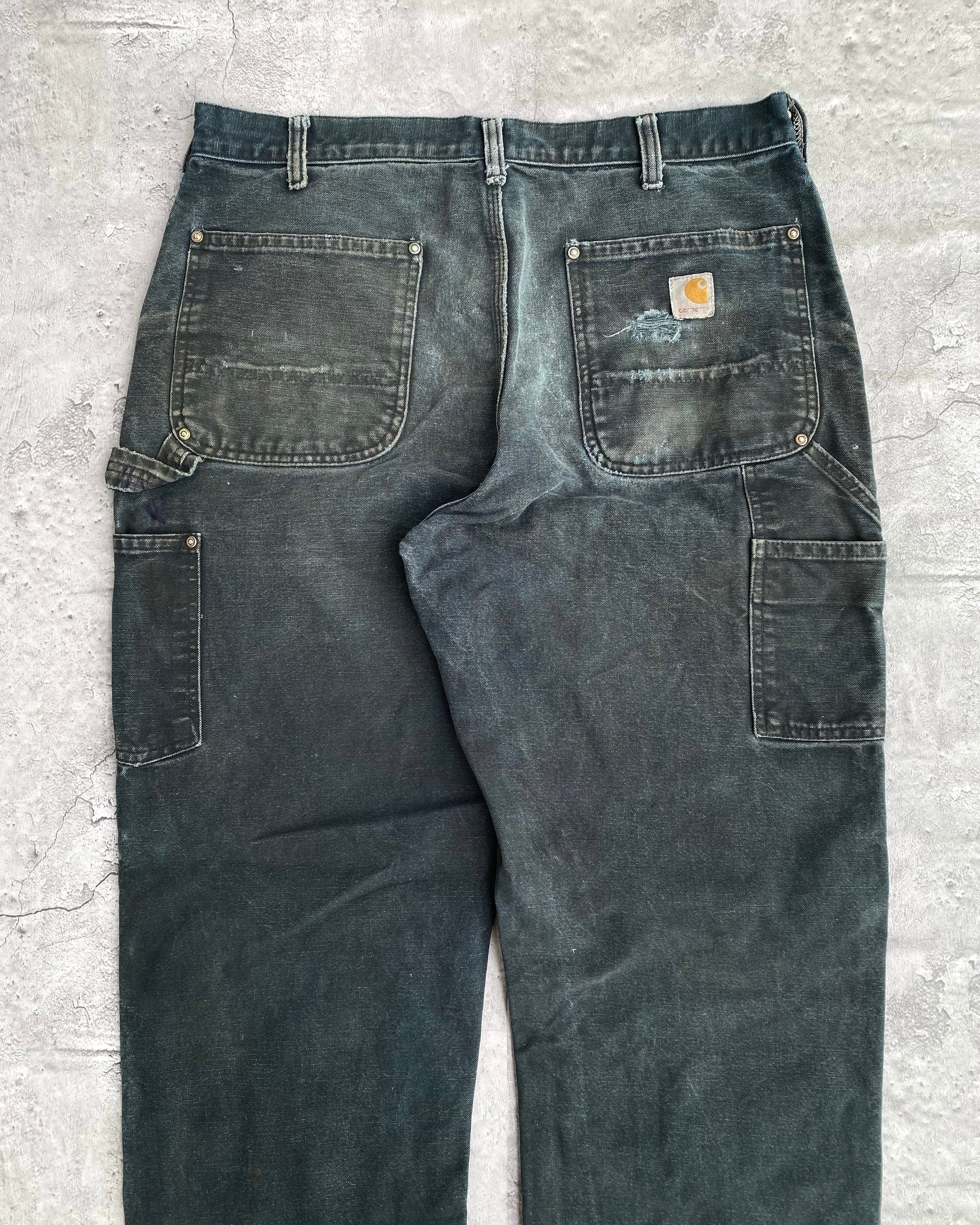 1990S FADED BLACK CARHARTT DOUBLE KNEE PANTS SIZE (34X32)
