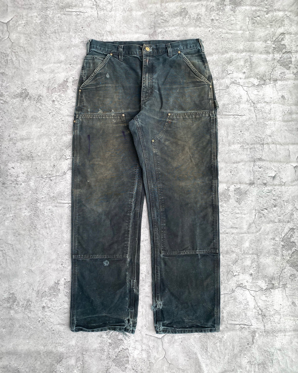 1990S FADED BLACK CARHARTT DOUBLE KNEE PANTS SIZE (34X32)