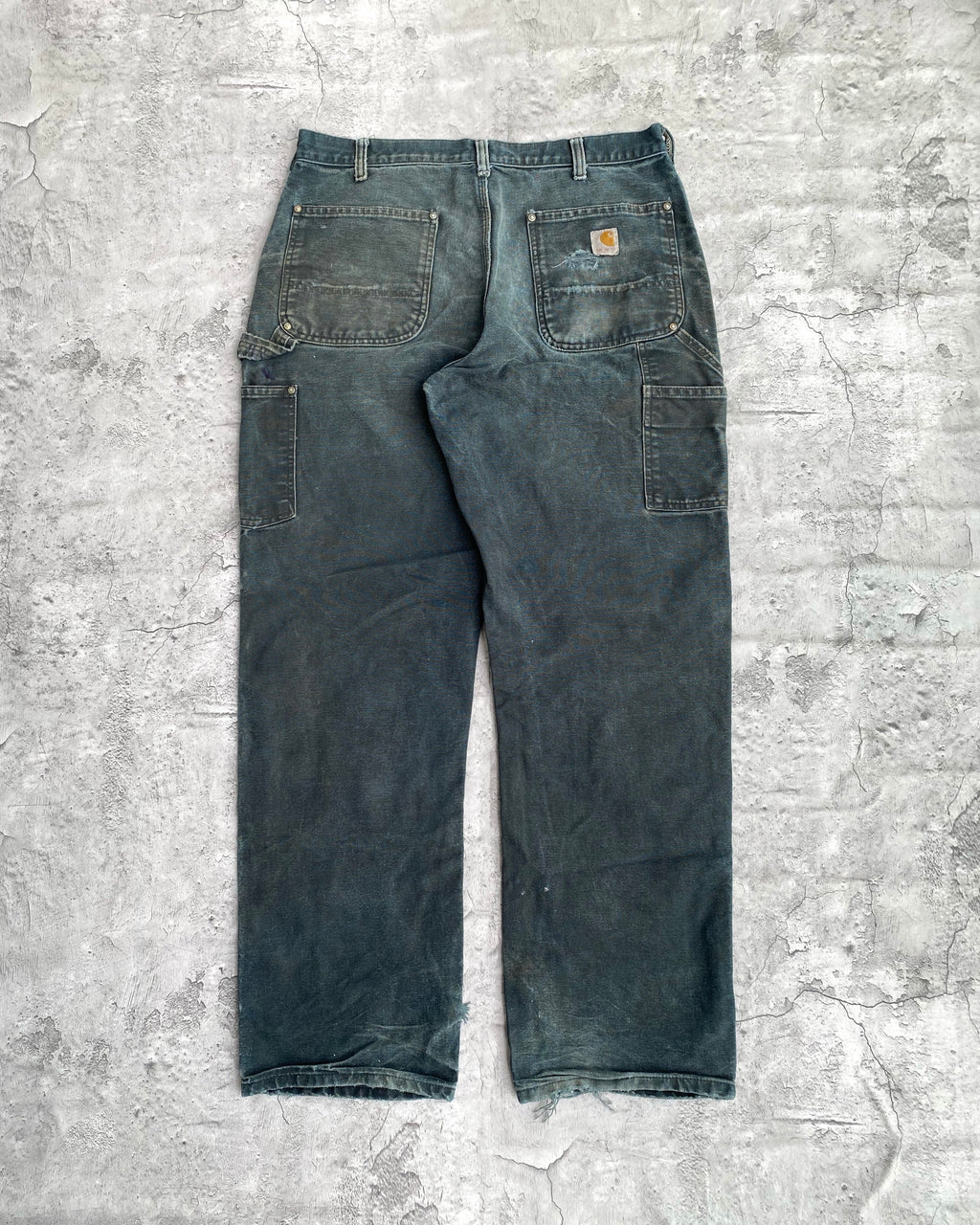 1990S FADED BLACK CARHARTT DOUBLE KNEE PANTS SIZE (34X32)