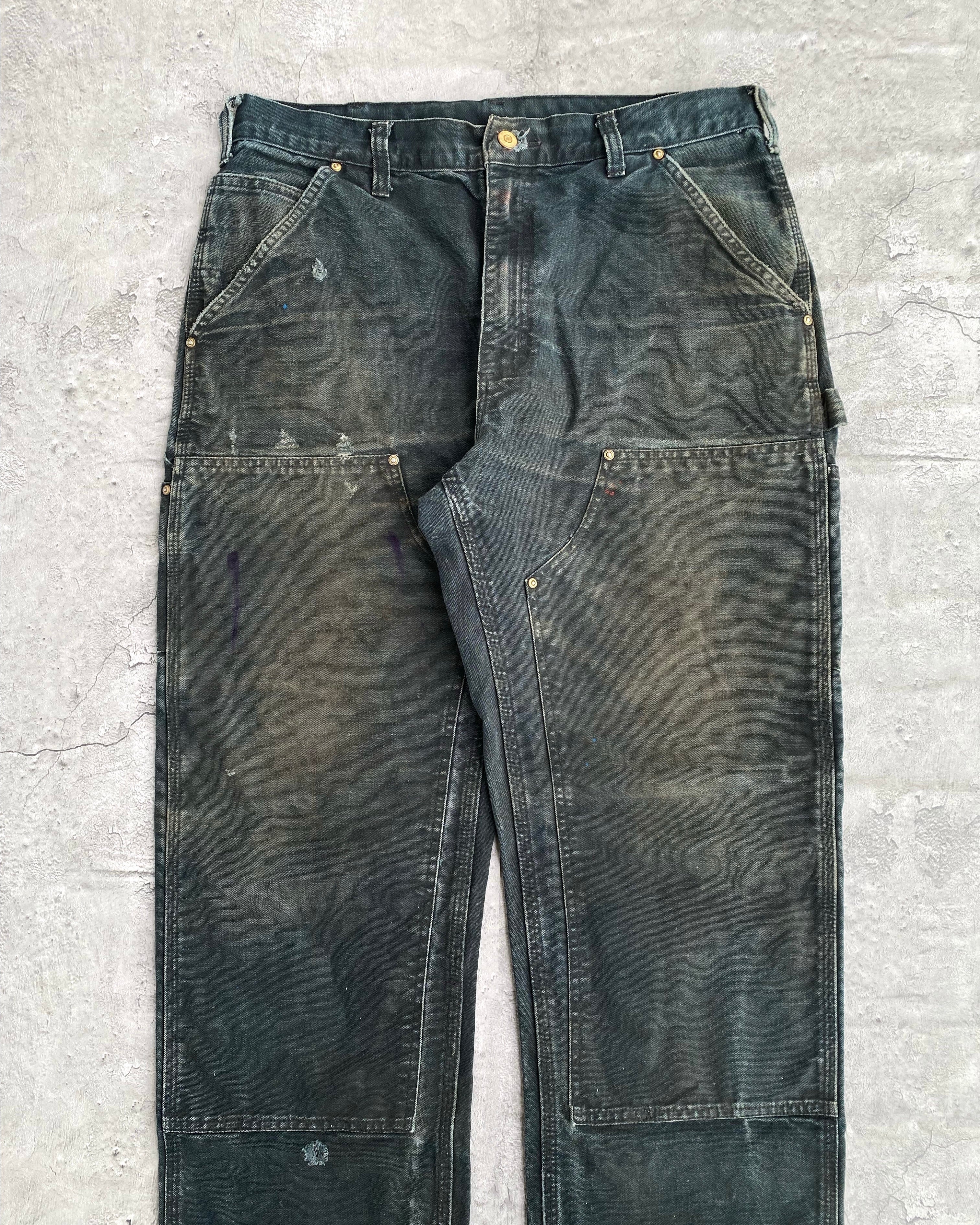 1990S FADED BLACK CARHARTT DOUBLE KNEE PANTS SIZE (34X32)