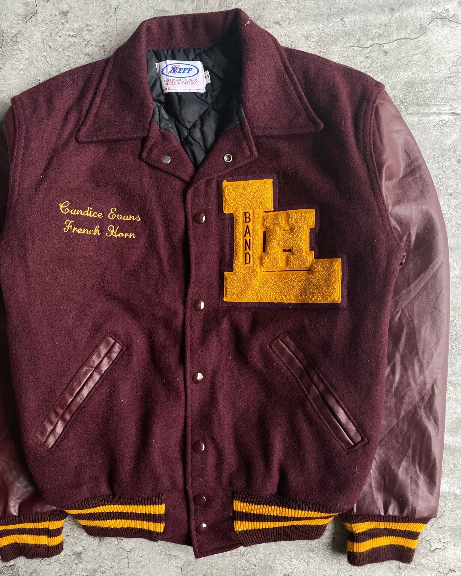 1990S 'L H' LETTERMAN VARSITY JACKET (S/M)