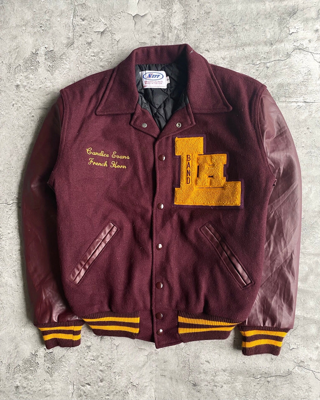 1990S 'L H' LETTERMAN VARSITY JACKET (S/M)