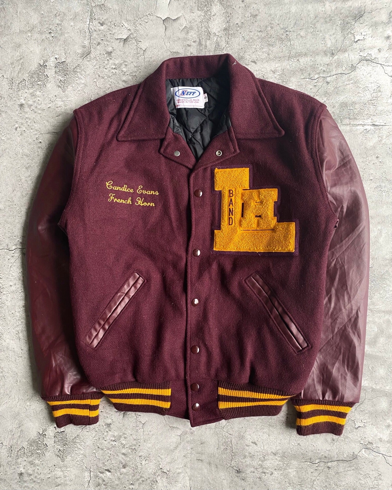 1990S 'L H' LETTERMAN VARSITY JACKET (S/M)