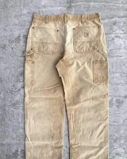 1990S SUN FADED BROWN CARHARTT DOUBLE KNEE PANTS (34X32)