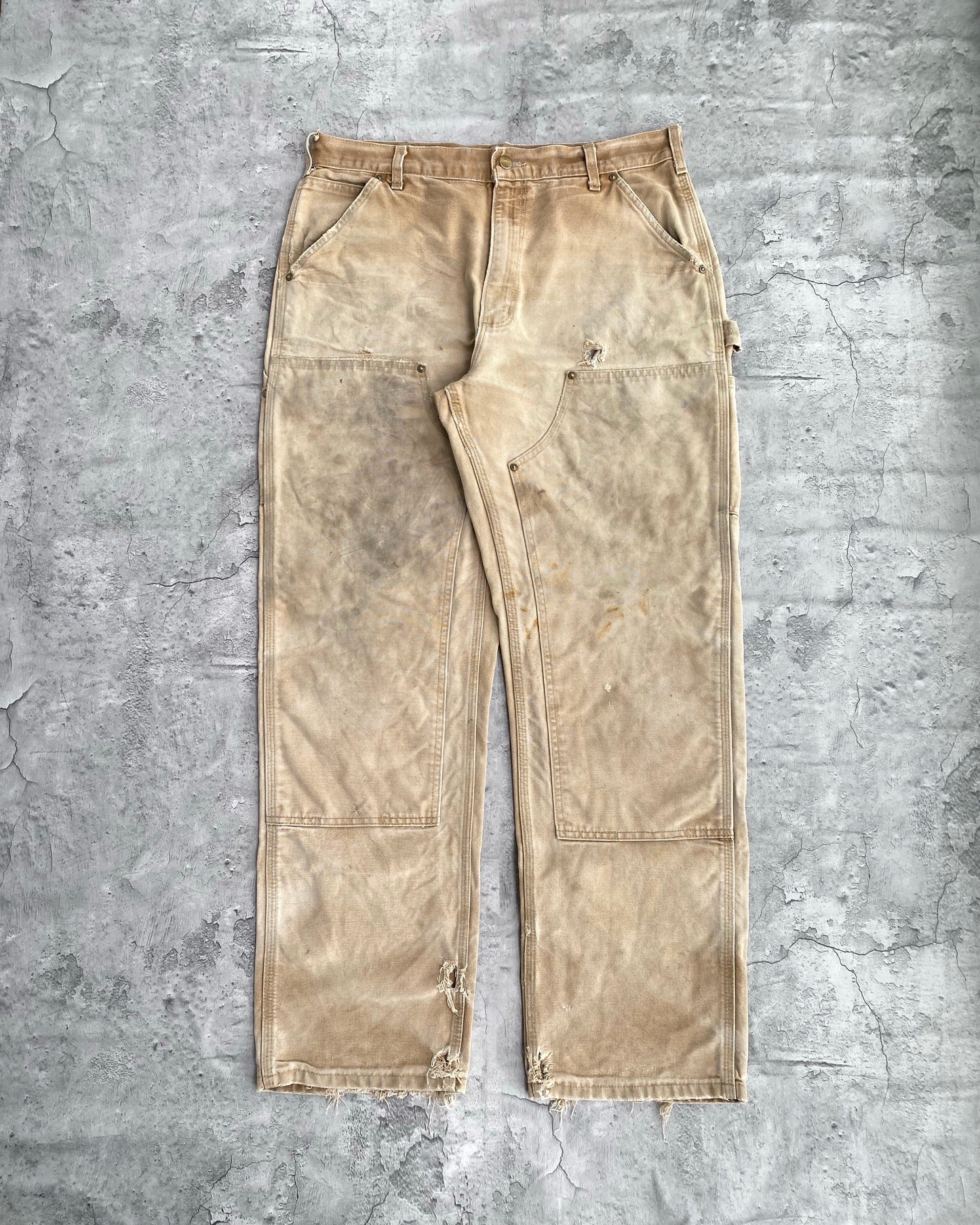 1990S SUN FADED BROWN CARHARTT DOUBLE KNEE PANTS (34X32)