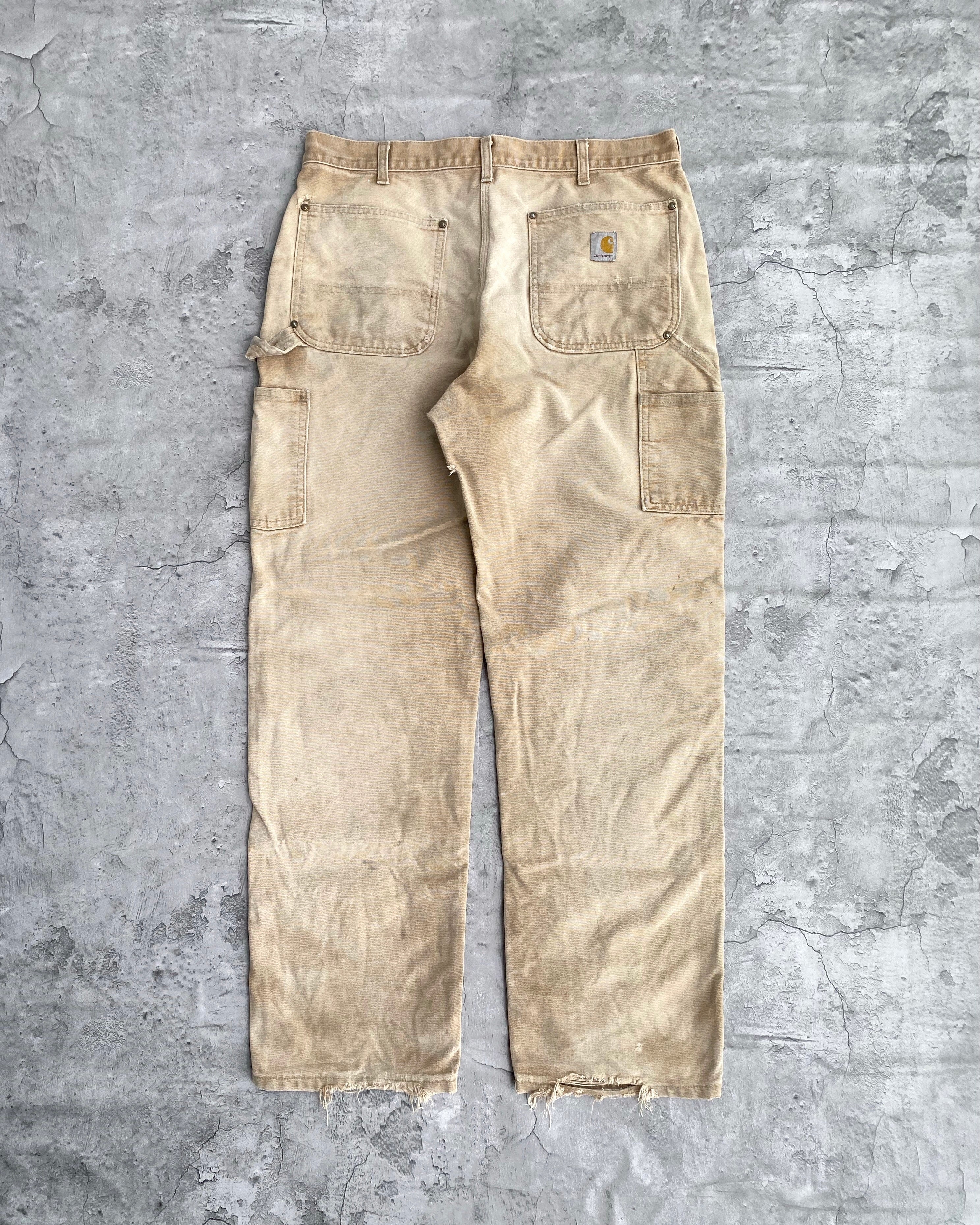 1990S SUN FADED BROWN CARHARTT DOUBLE KNEE PANTS (34X32)